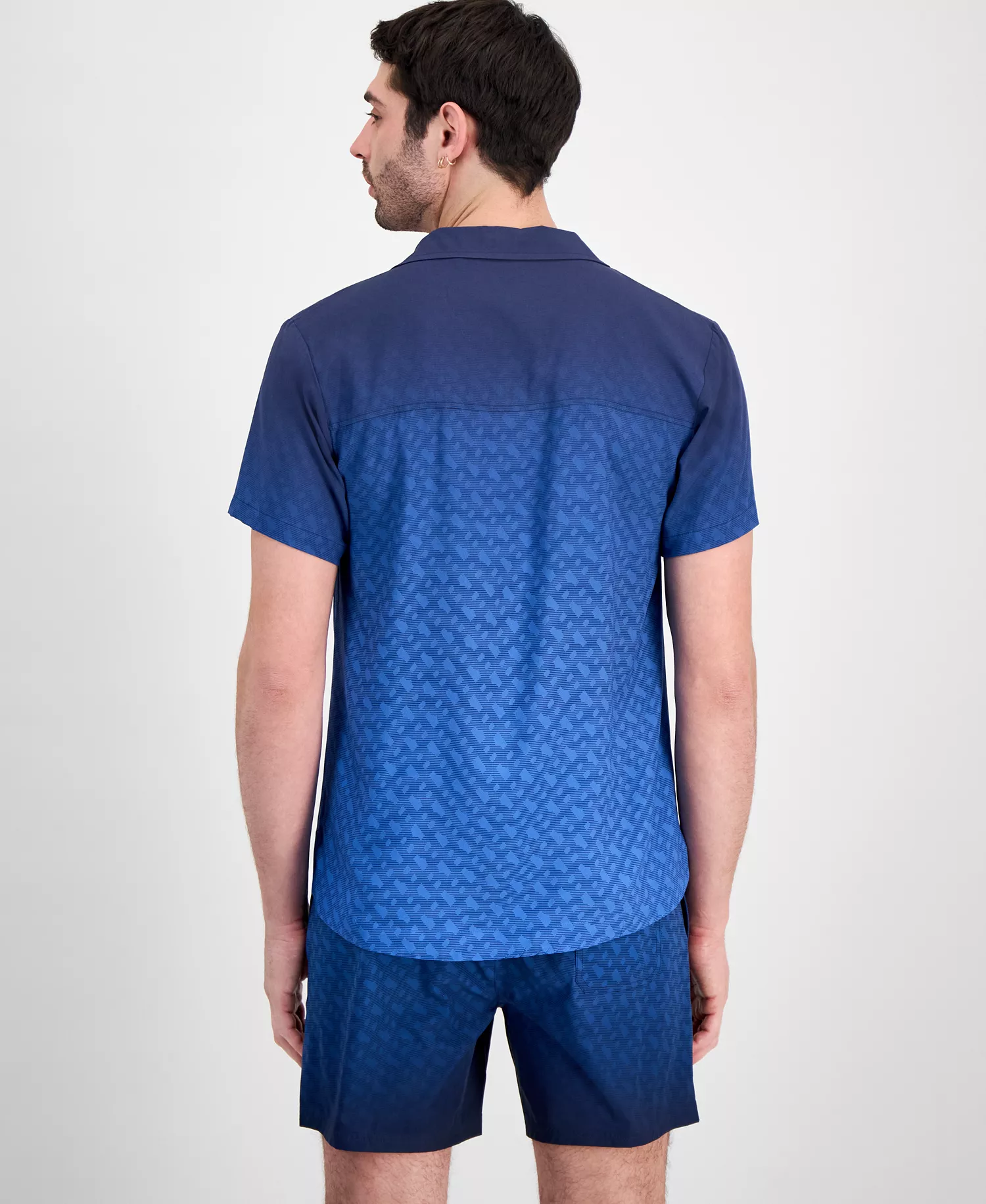 BOSS by Men's Gradient B Button-Up Swim Shirt - Blue/black Ombre - 2XL