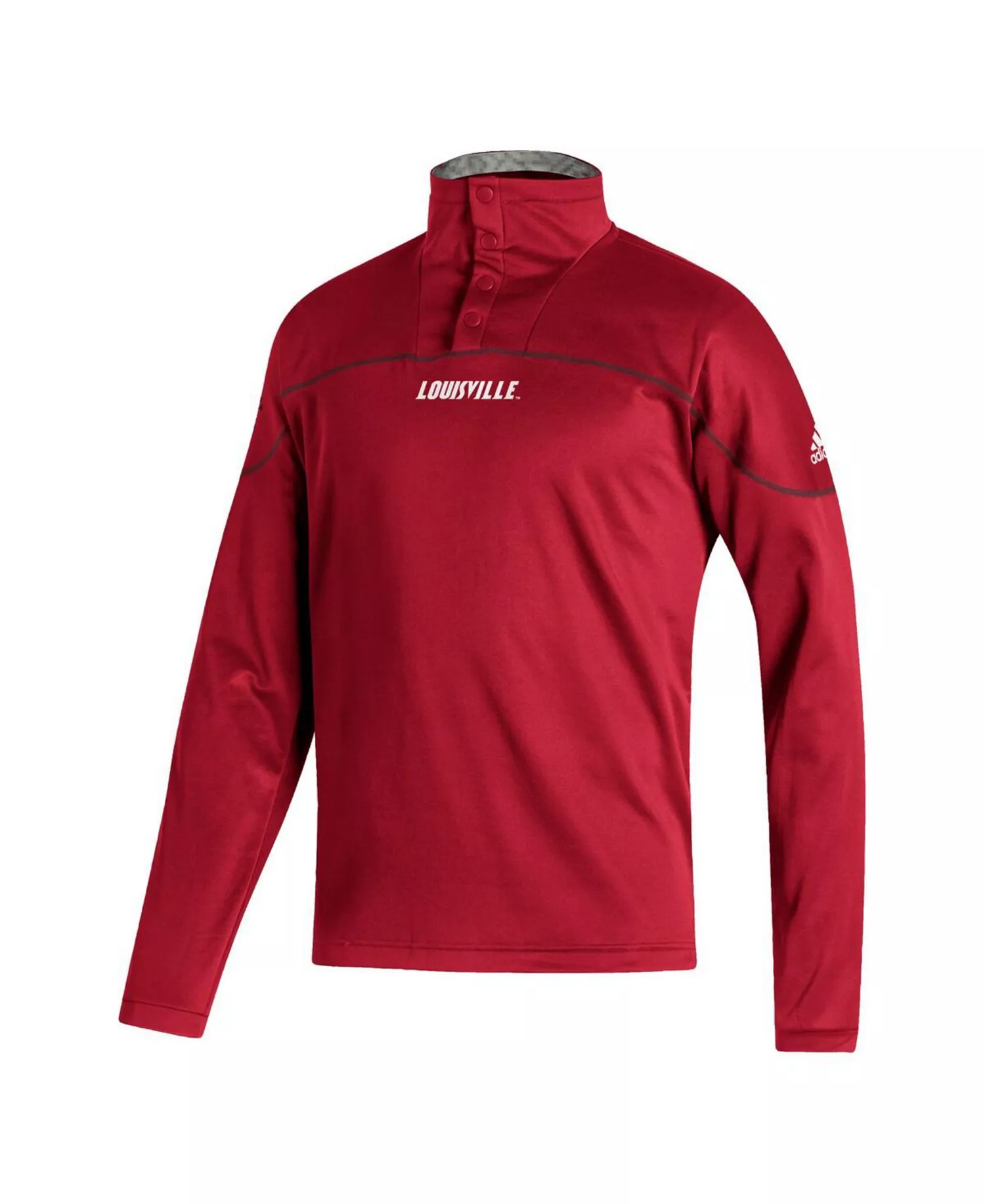 Men's Red Louisville Cardinals AEROREADY Knit Quarter-Snap Jacket - Red - S