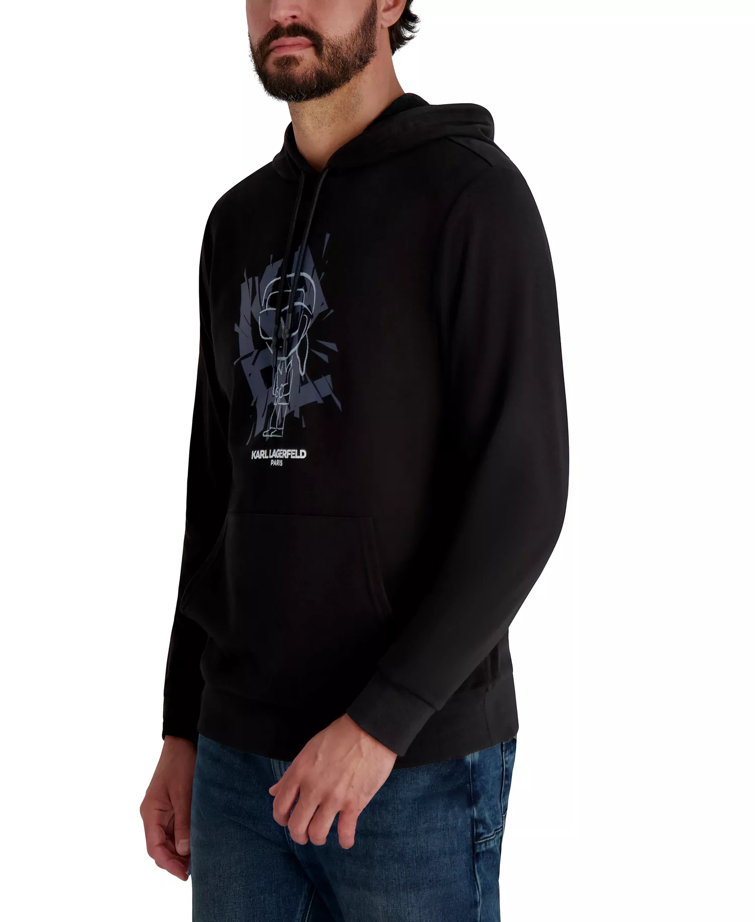 Men's French Terry Embroidered Logo Hoodie - Black - 2XL