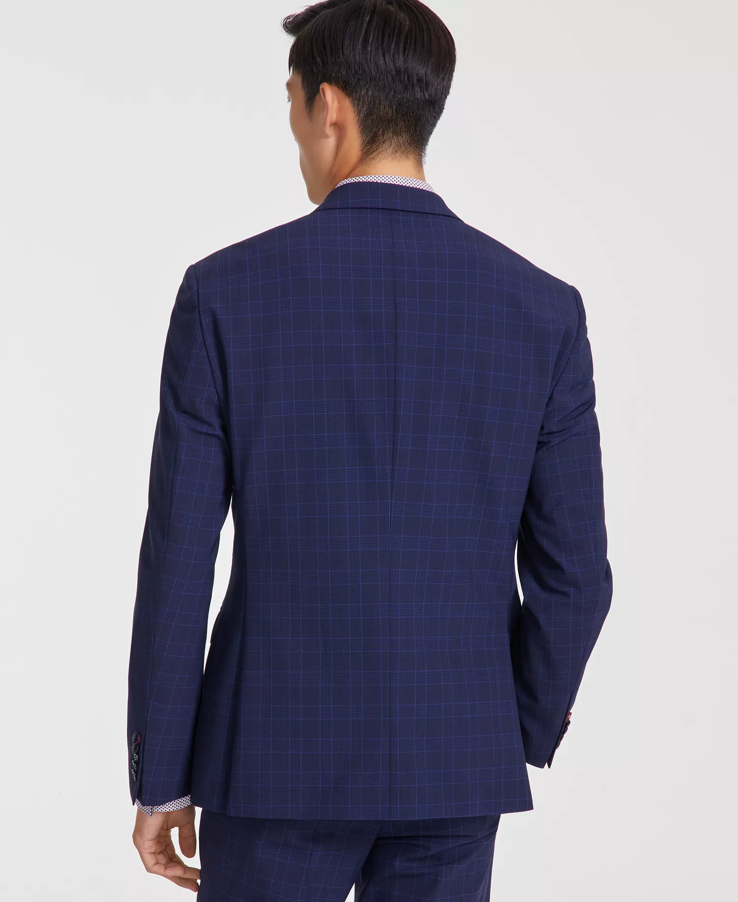 Men's Modern-Fit Wool Suit - CLOSE OUT! - Blue Plaid - 36R