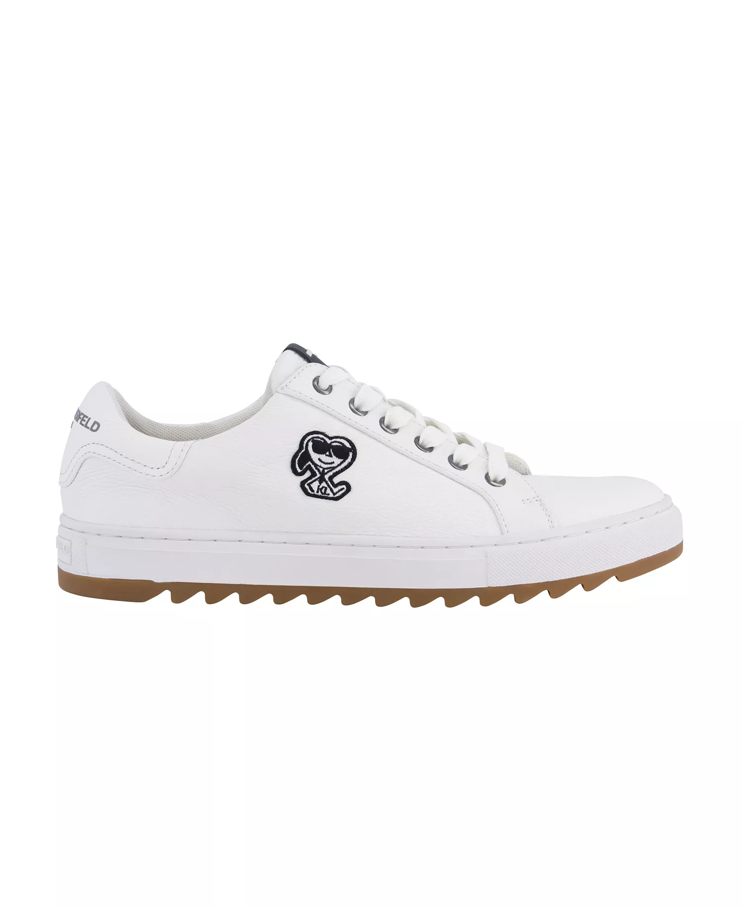 Men's Side Heart Logo Patch Tumbled Leather Sneaker - White - 10M