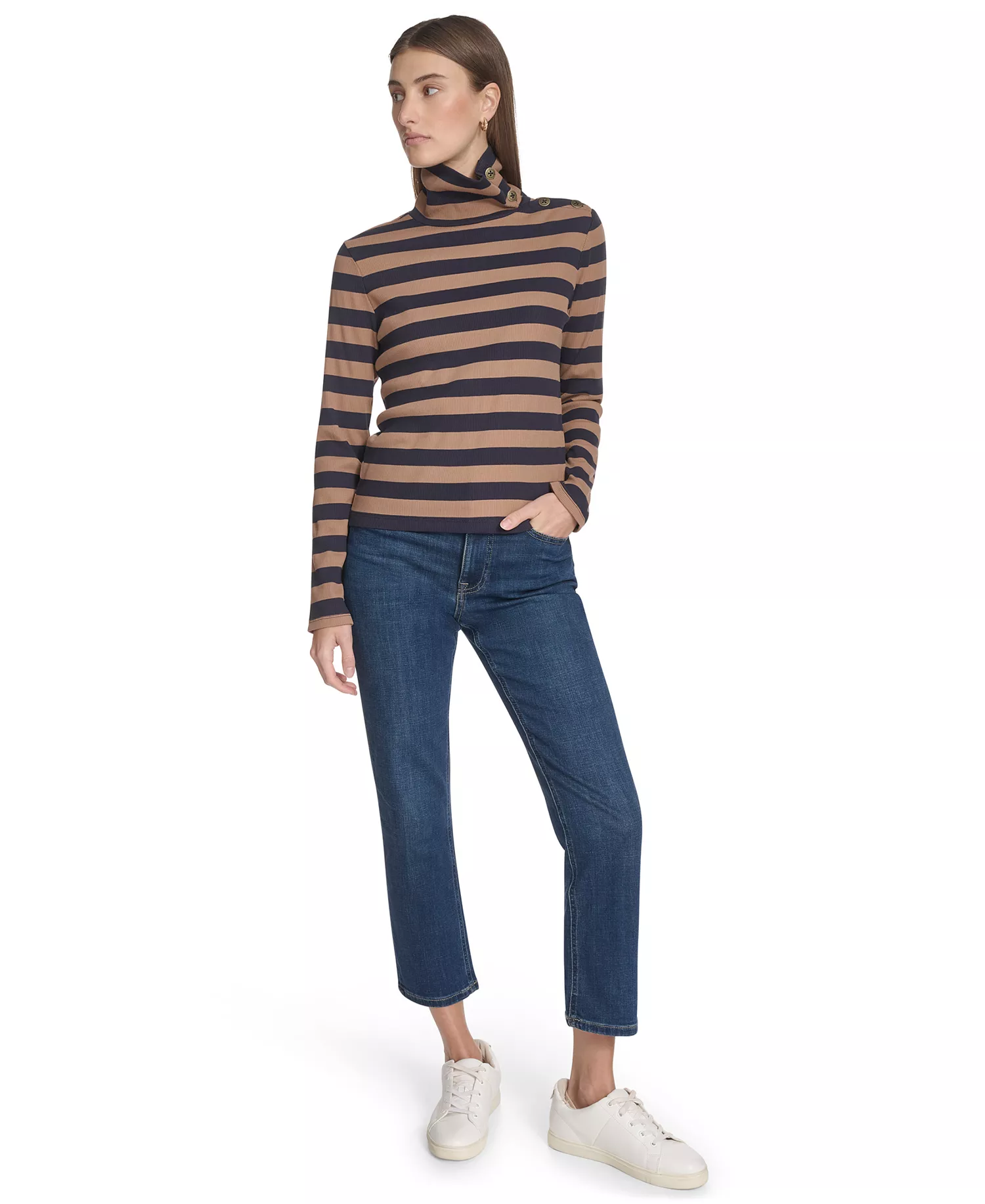 Nautica Women's Turtleneck Top - Night Sky Multi - L