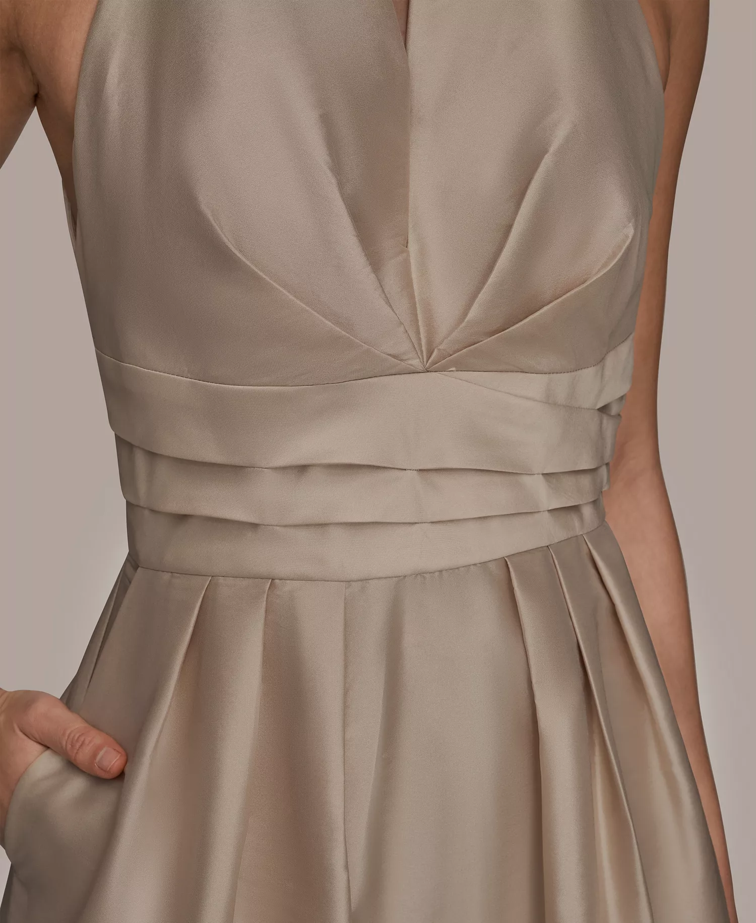 Women's A-Line Halter Midi Dress - Gold - 10