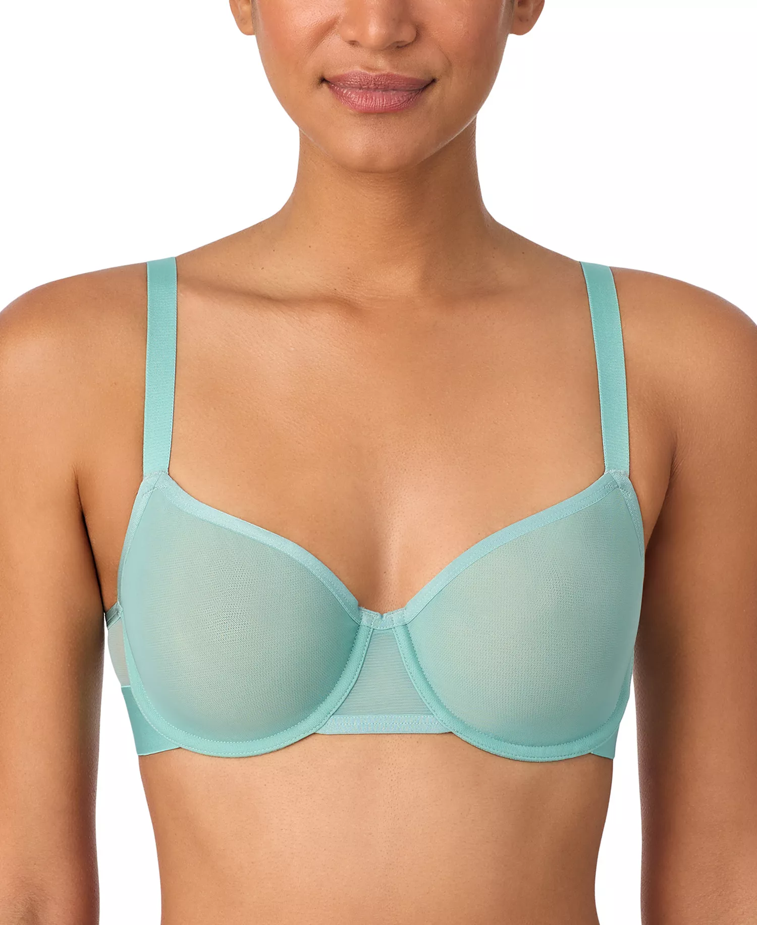 Women's Sheers Unlined Demi Bra, DK4085 - Aquifer - 32 - B