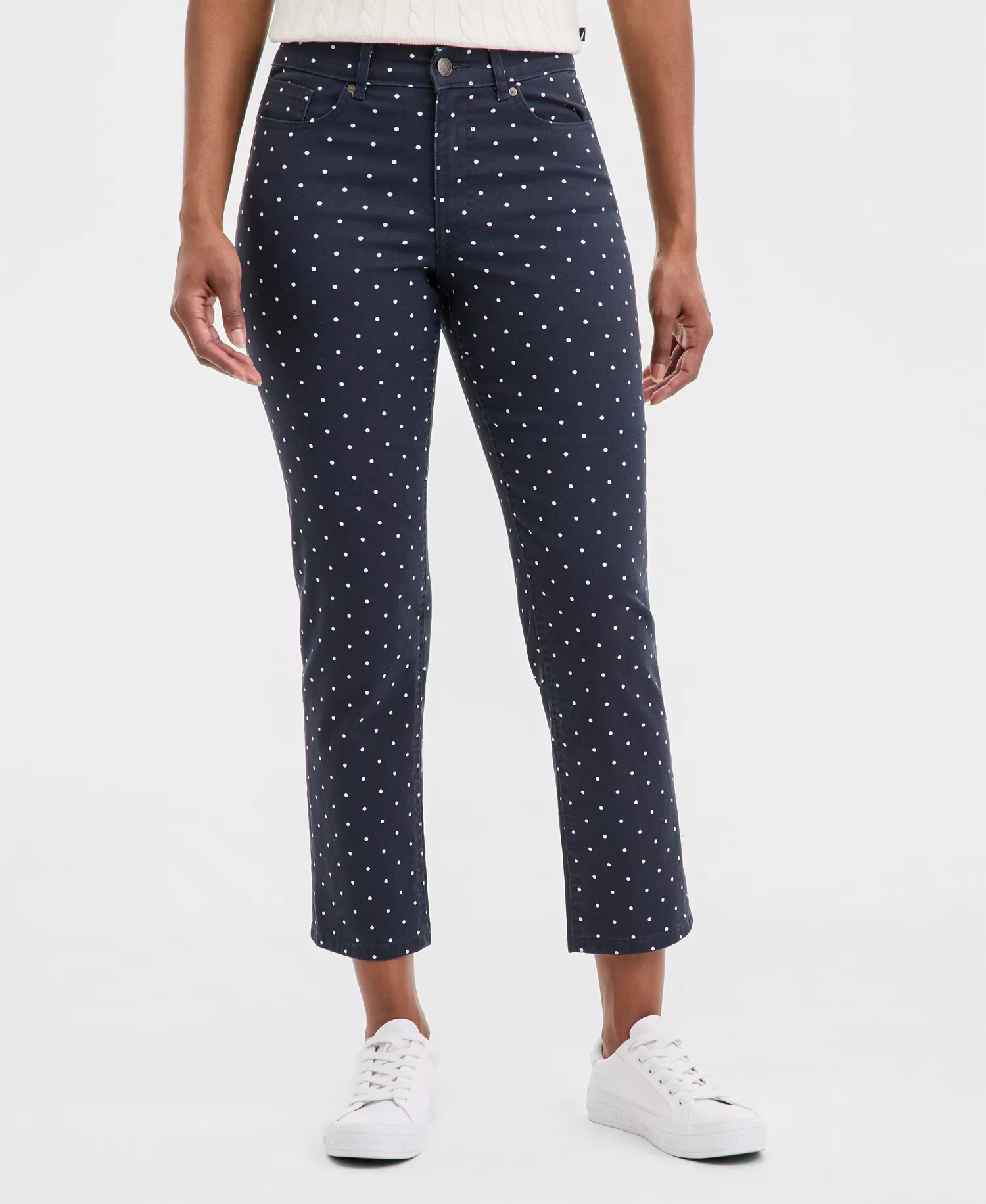 Nautica Women's Dot-Print Straight Ankle Pants - Night Sky/ Bright White - 10