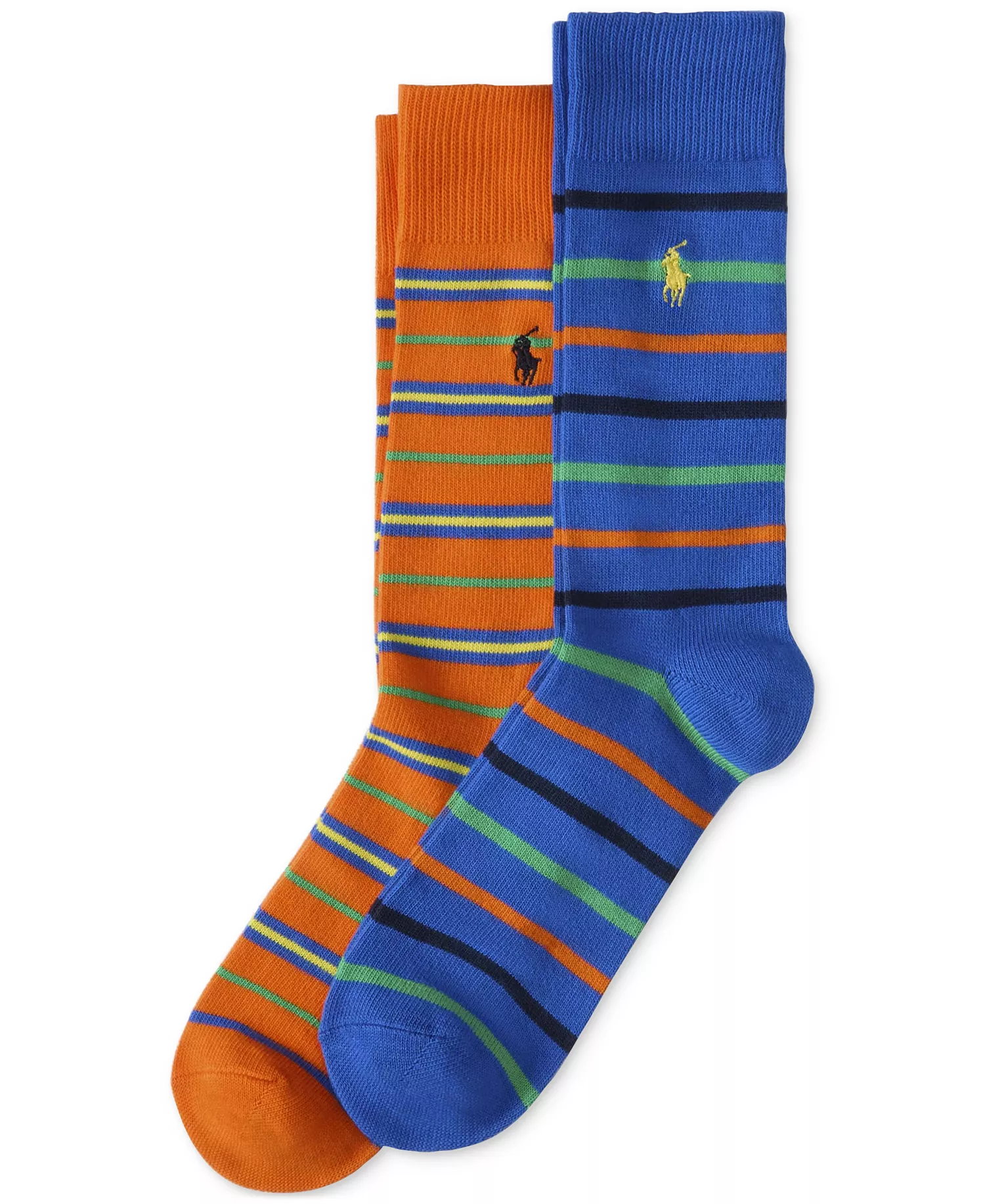 Men's 2-Pk. Bright Repp Stripe Slack Socks - Blue - 7-12