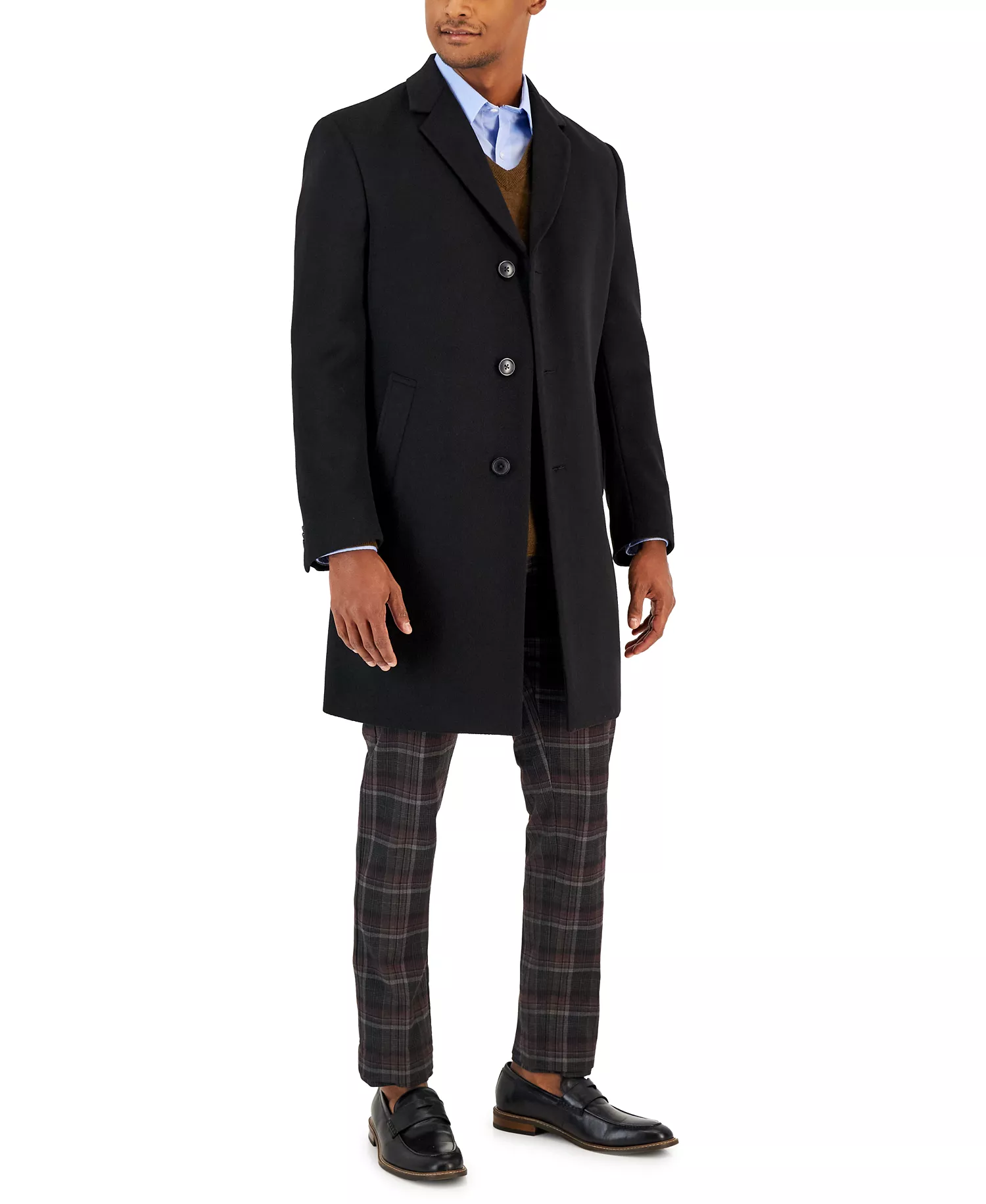 Men's Classic-Fit Camber Wool Overcoat - Black - 36R