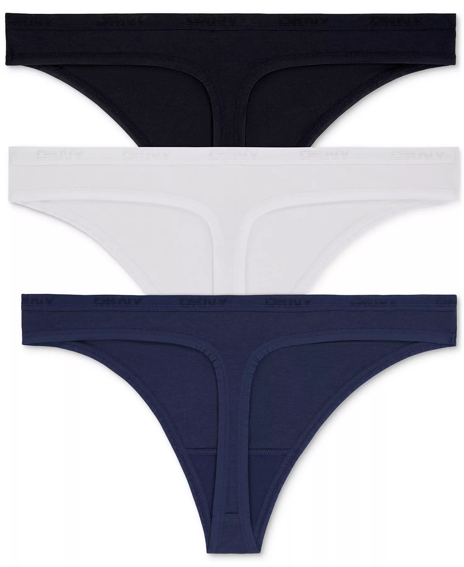 Women's Cotton Modal Thong 3 Pack- DK8461P3 - Black White Navy - L