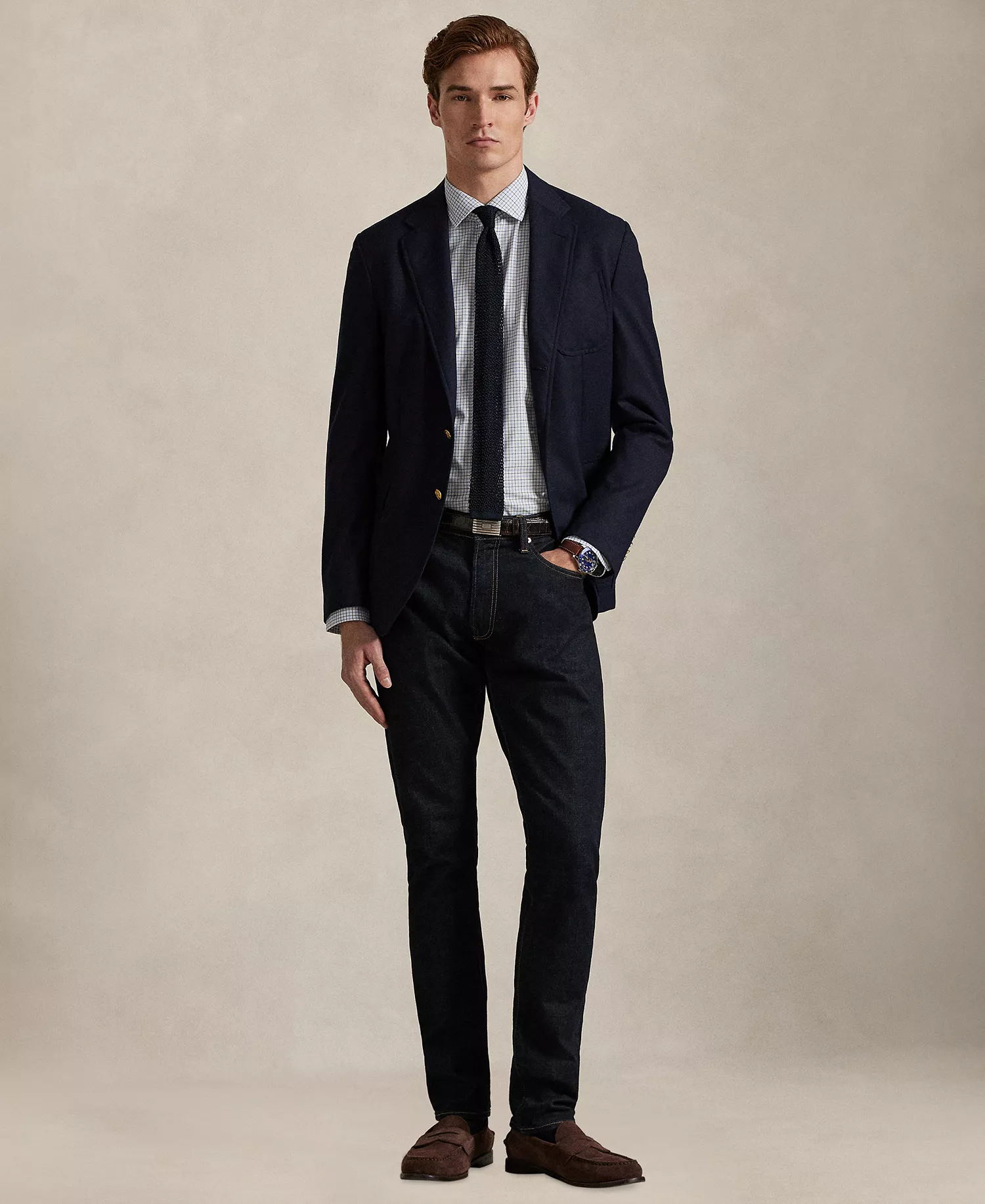 Men's Slim-Fit Stretch Shirt - White Blue Multi - 2XL