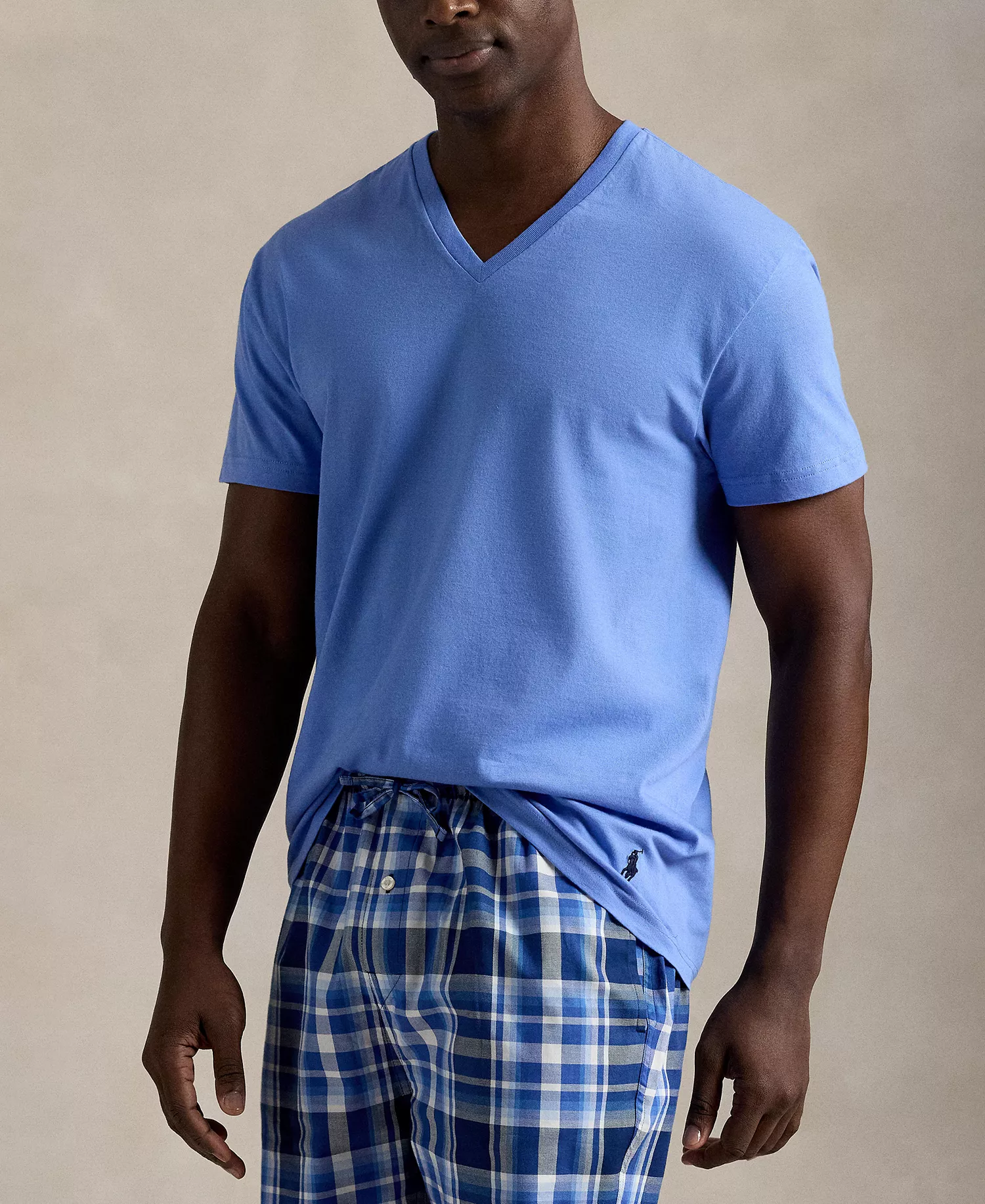 Men's 3-Pack Classic Cotton V-Neck Undershirts - Fall Royal/Harbor Island Blue/May Orange - L