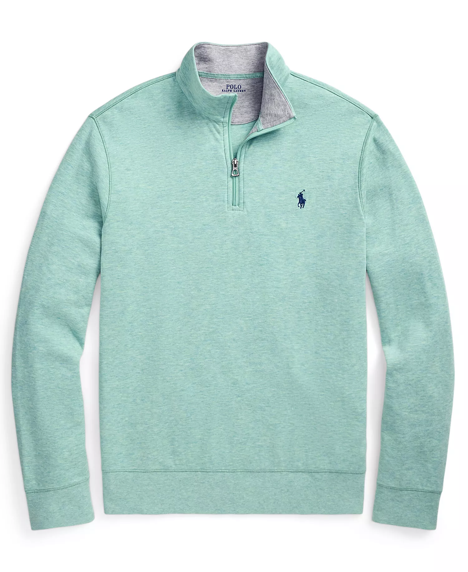 Men's Quarter-Zip Pull-On Sweater - Celadon Heather - 2XL