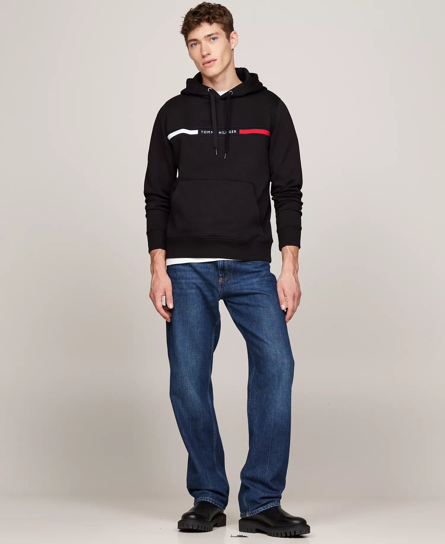 Men's Chest Logo Hoodie - Black - M