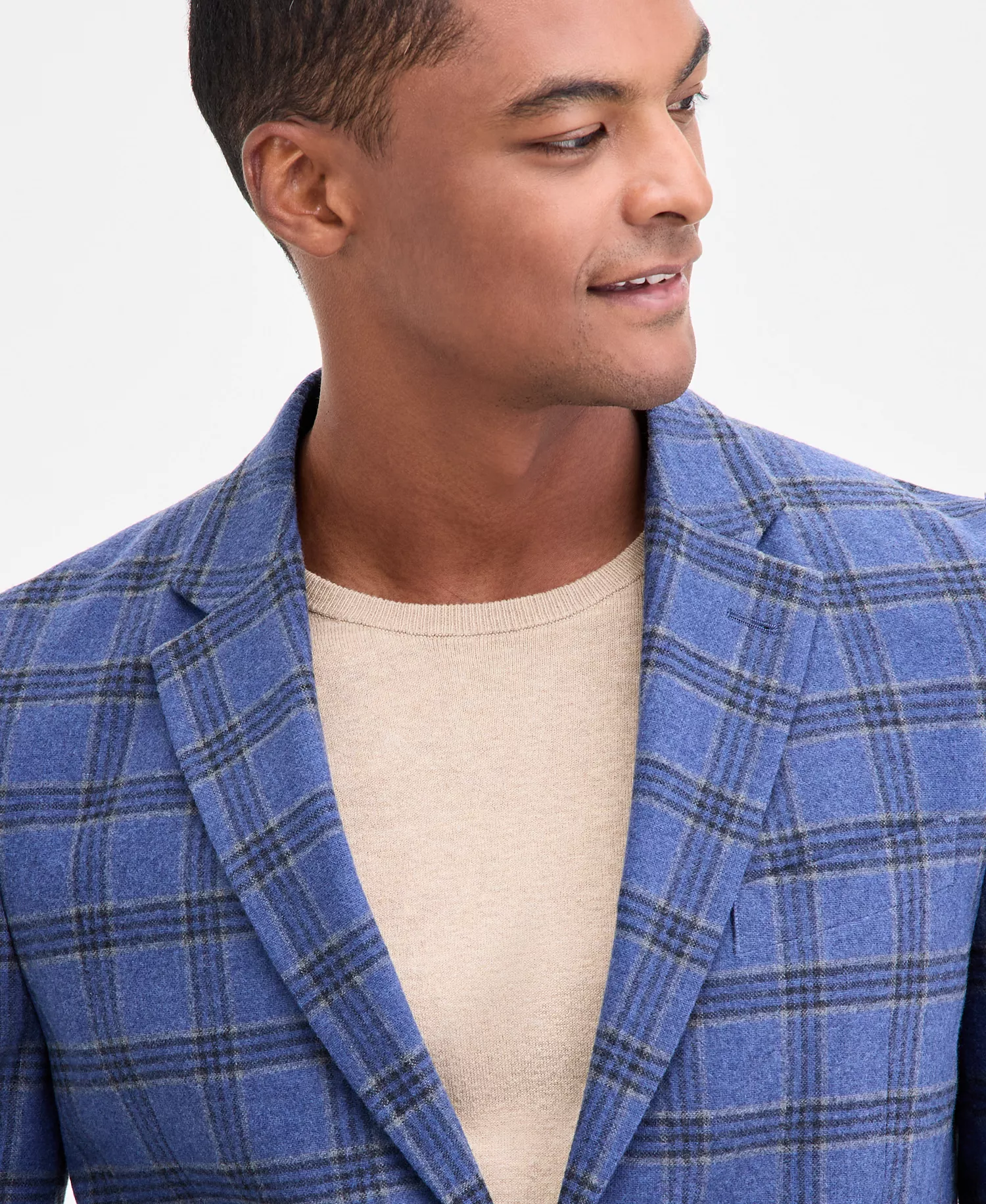 Men's Modern-Fit Tweed Patterned Sport Coat - Blue Plaid - 36R