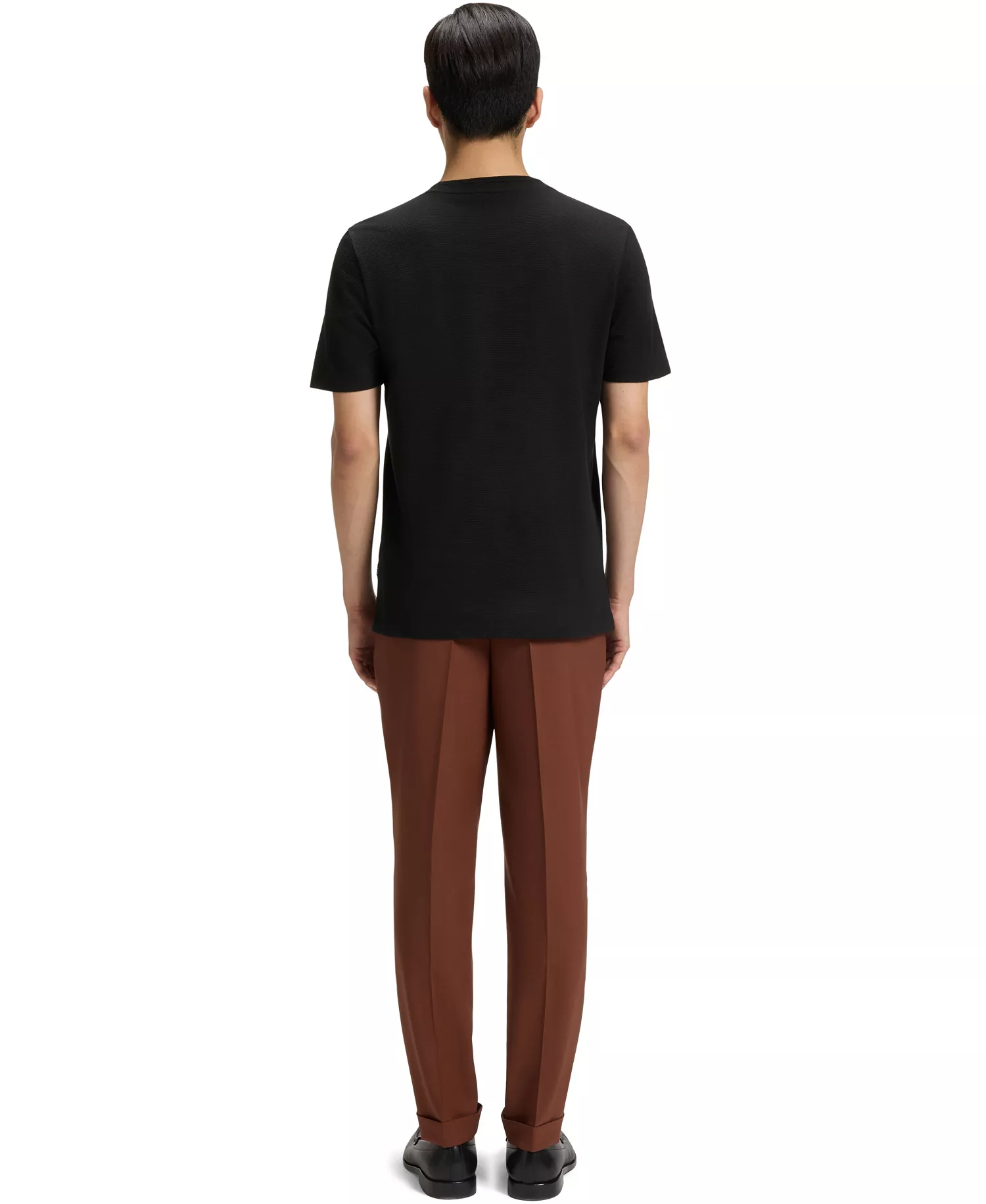 Men's Cotton-Blend Bubble-Jacquard T-Shirt - Black - 2XL