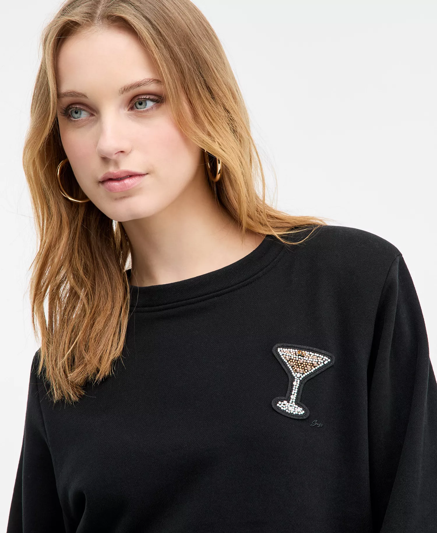 Women's Martini Appliqué Sweatshirt - Black - L