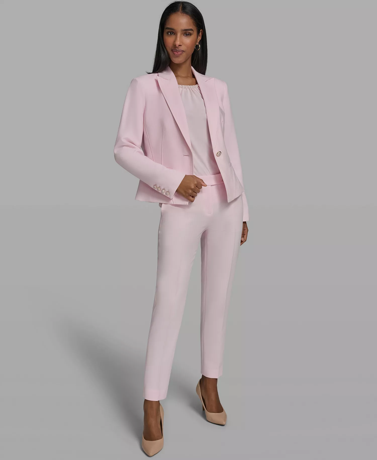 Women's Collared Woven Jacket - Ballet Slipper - 0