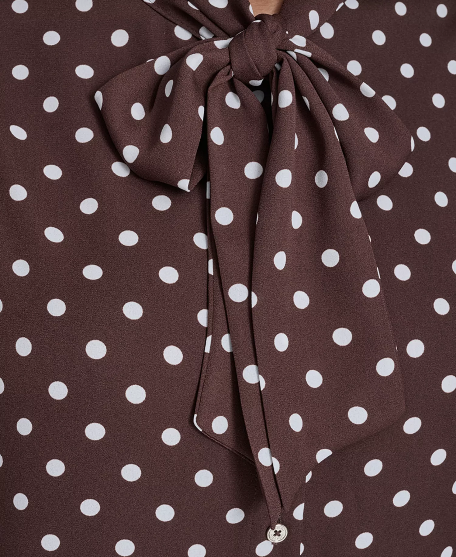 Women's Dot Tie Neck Top - Chicory/ Ivory - L