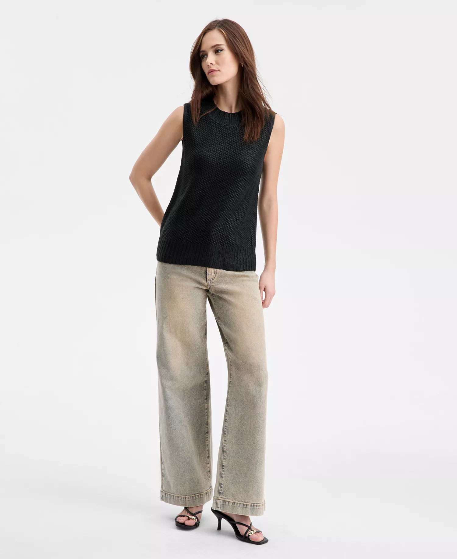 Women's Shine Sleeveless Sweater, Macy's Exclusive - Black - L