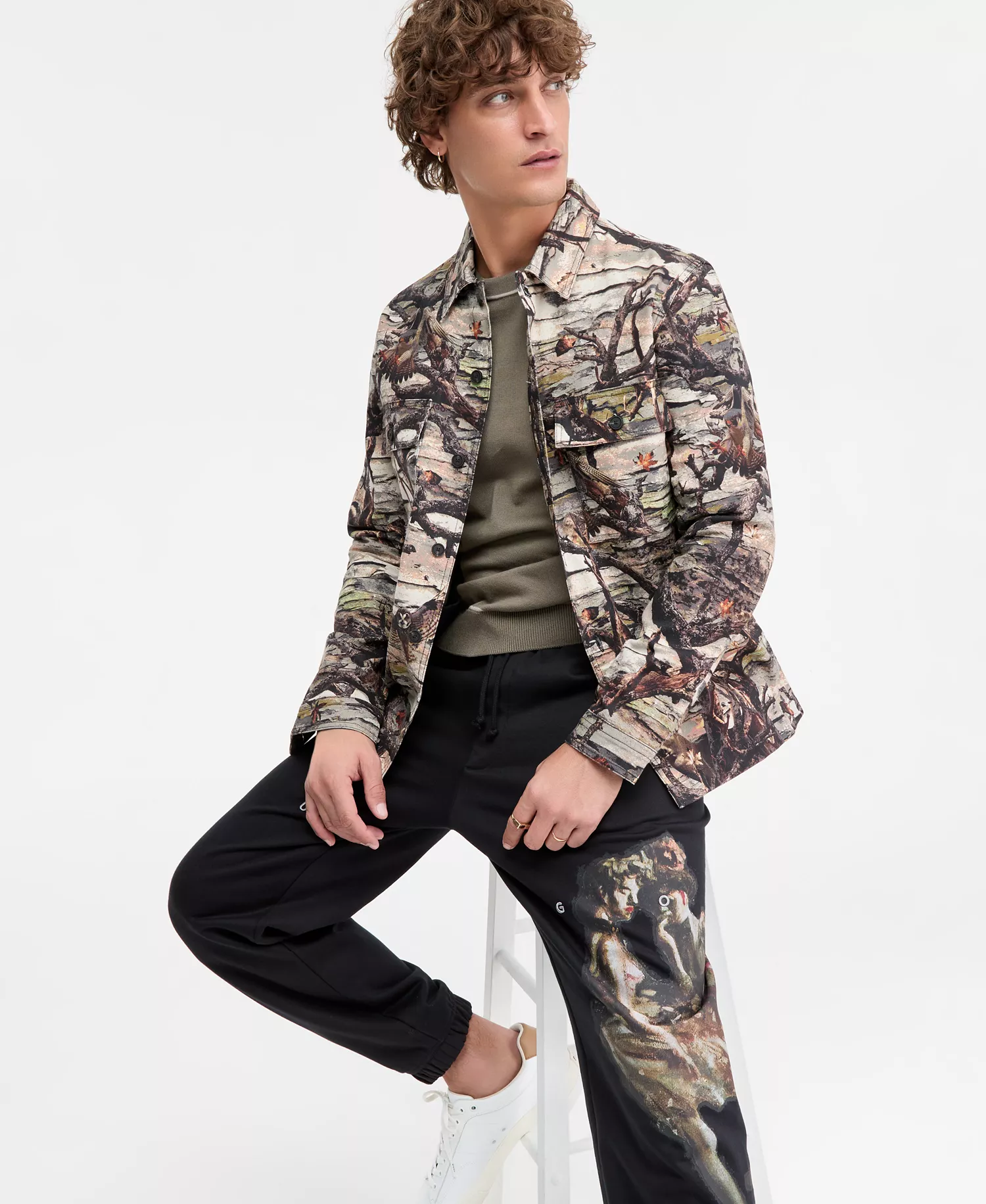 Epoldo Long Sleeve Owl Print Button-Front Shirt-Jacket - miscellaneous - 2XL