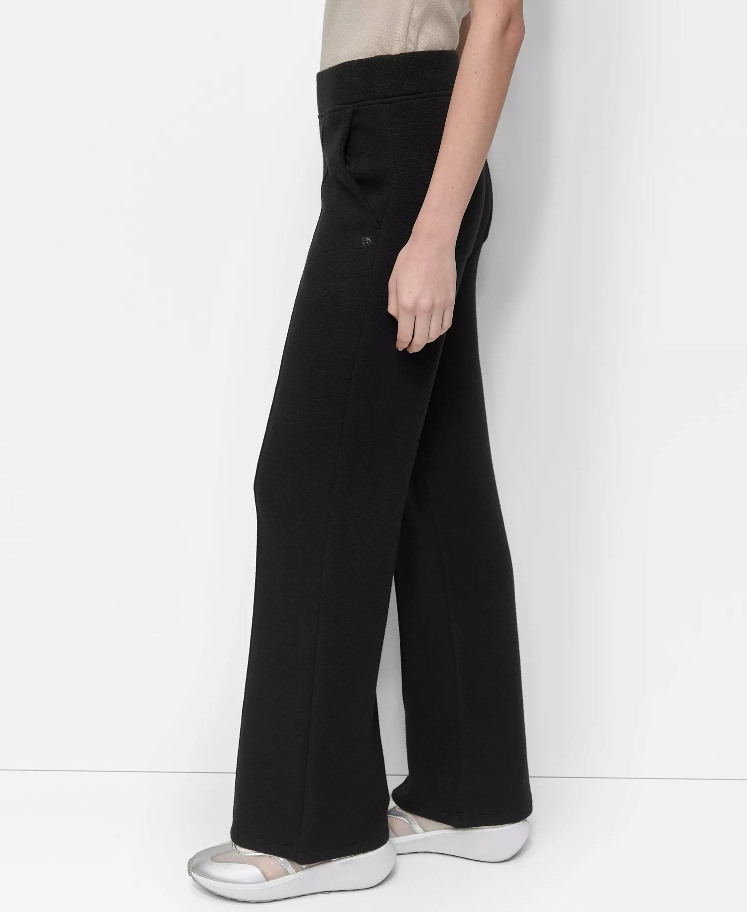 Women's Knit Pull-On Wide-Leg Pants - Black - L