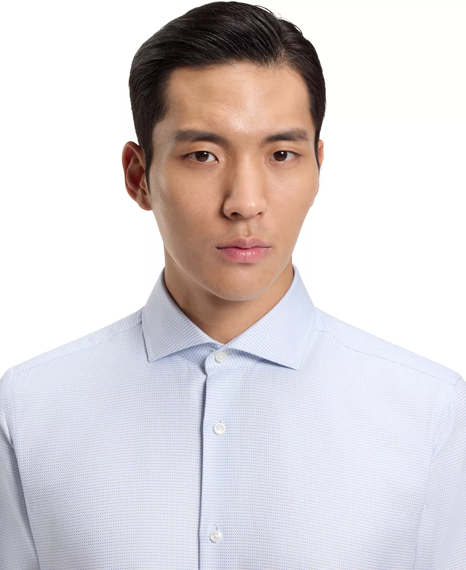 Men's Cotton Twill Slim-Fit Dress Shirt - Open Blue - 14.5