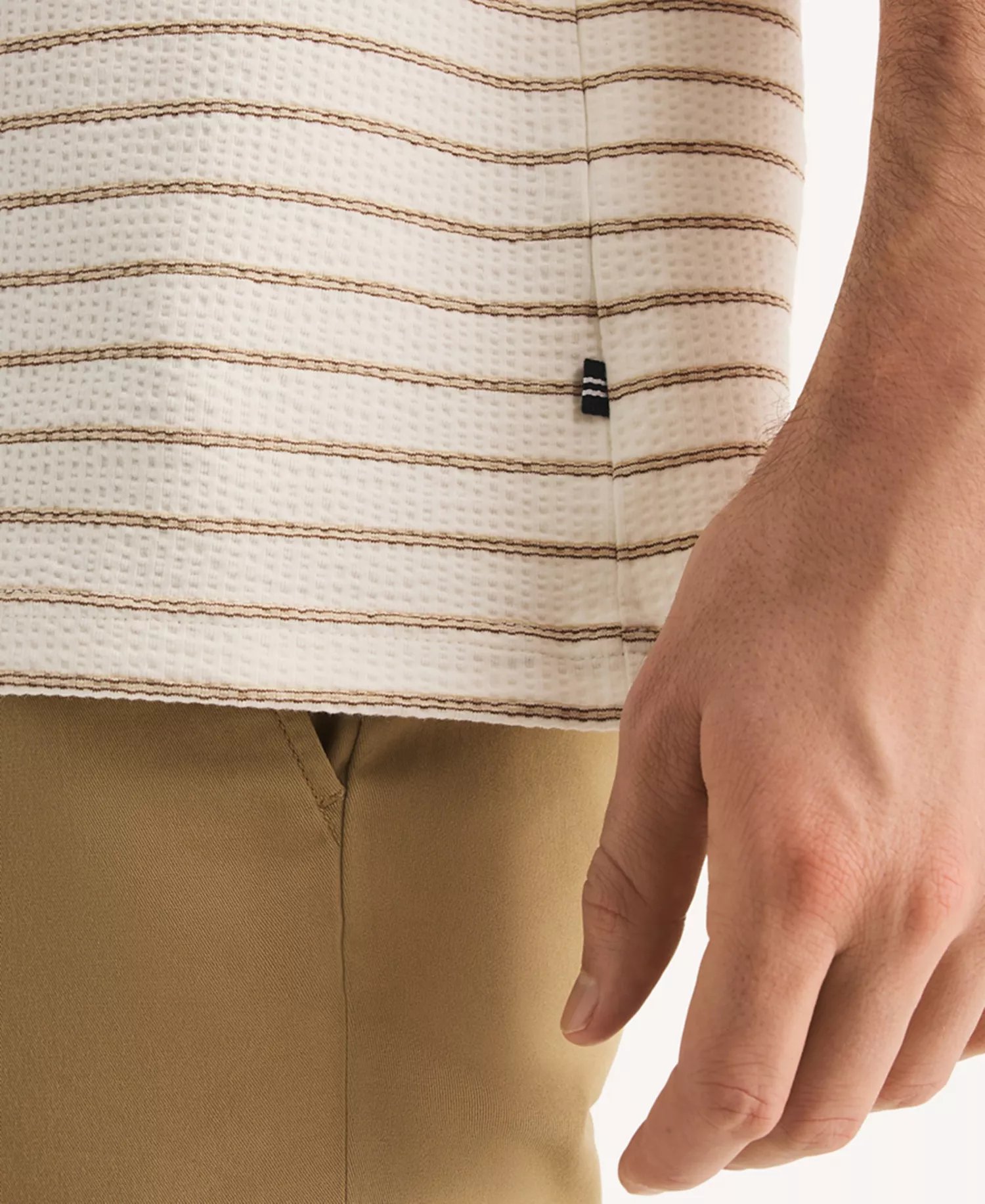 Men's Short-Sleeve Seersucker Striped T-Shirt - Cream - 2XL