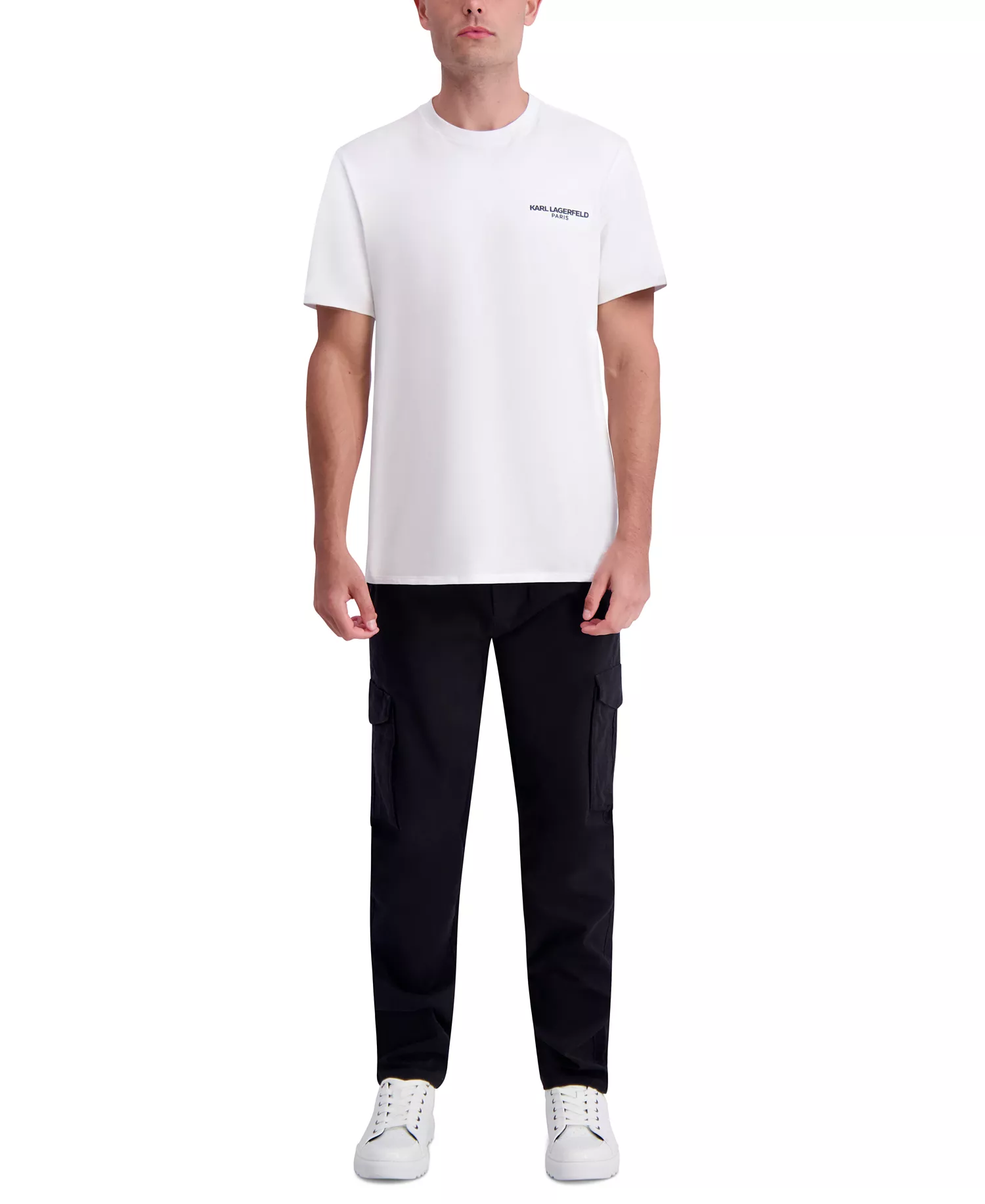 Men's Peached Slim-Fit Cargo Pants - Black - 30