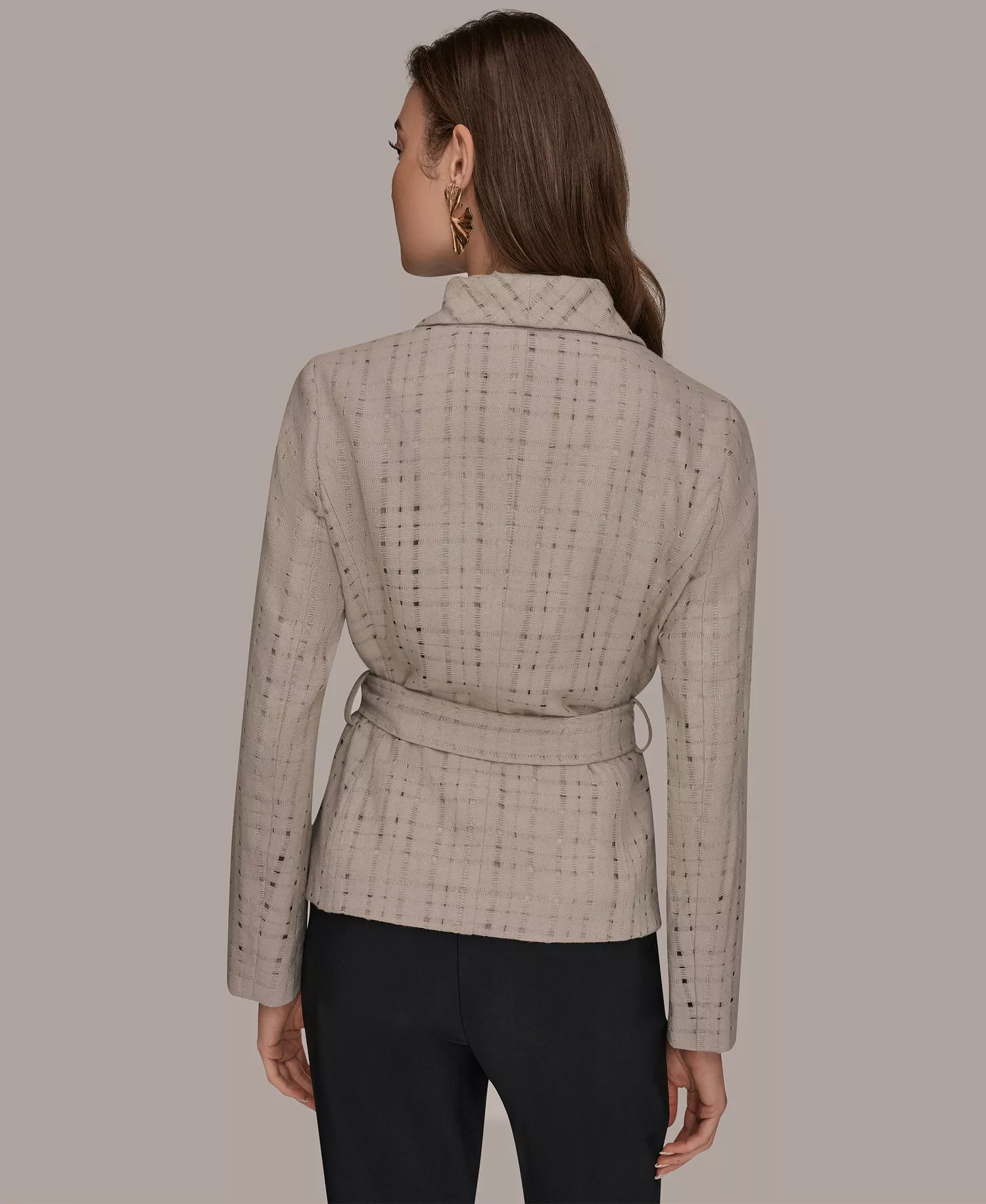 Women's Shawl Collar Wrap Jacket with Belt - Vapor - L