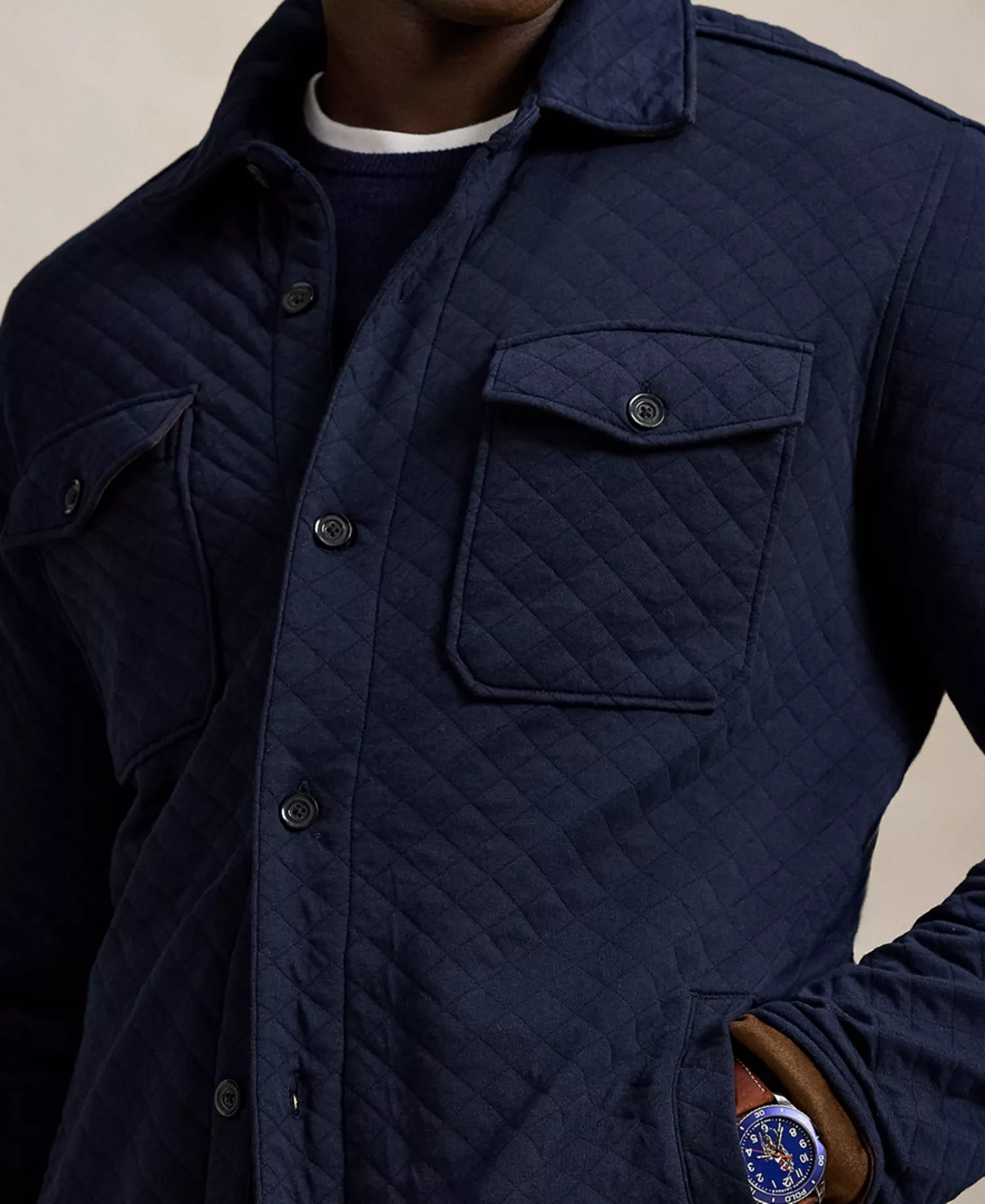 Men's Big & Tall Quilted Shirt Jacket - Aviator Navy - 2XB