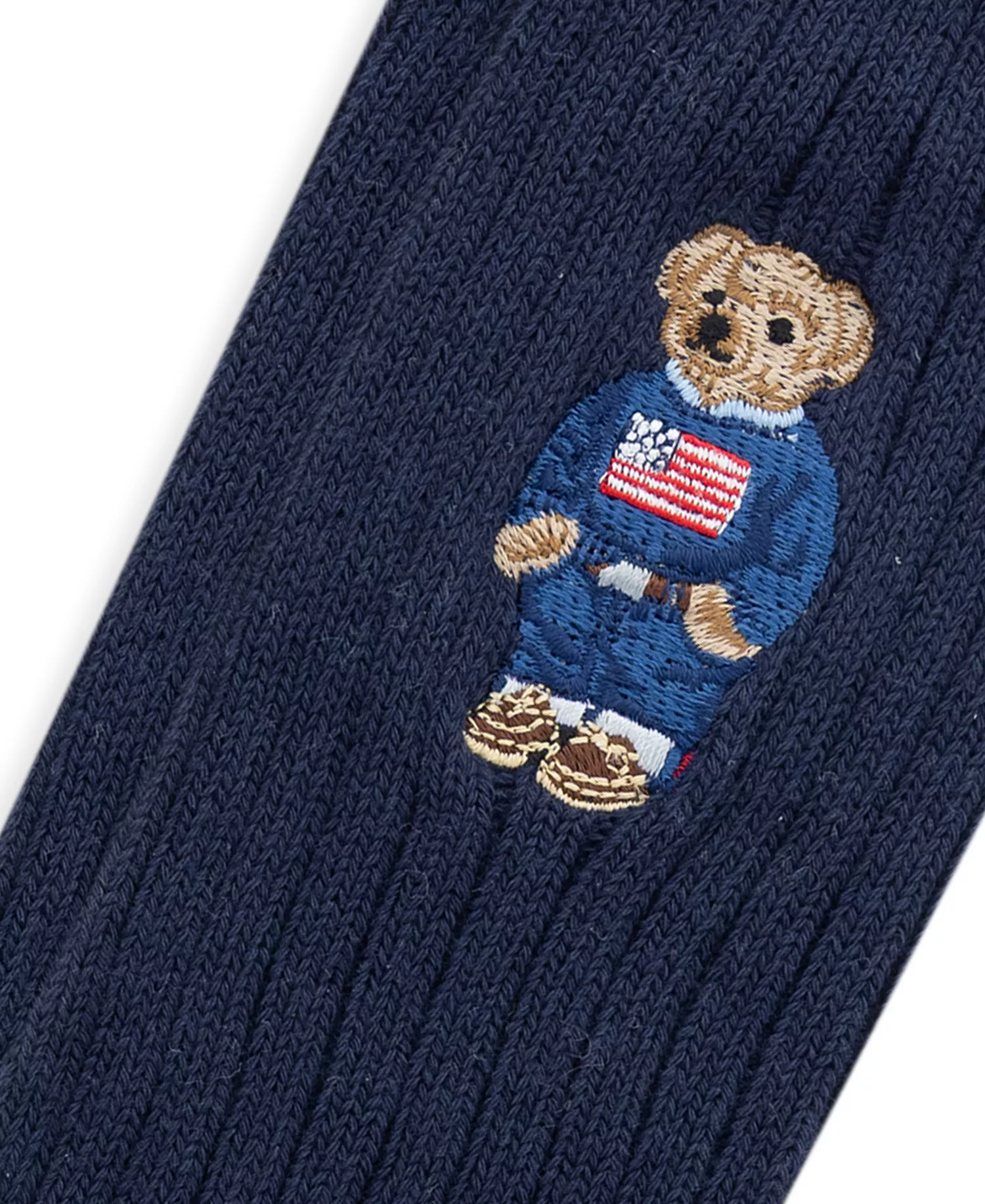 Men's Embroidered Bear Socks - Navy - 7-12
