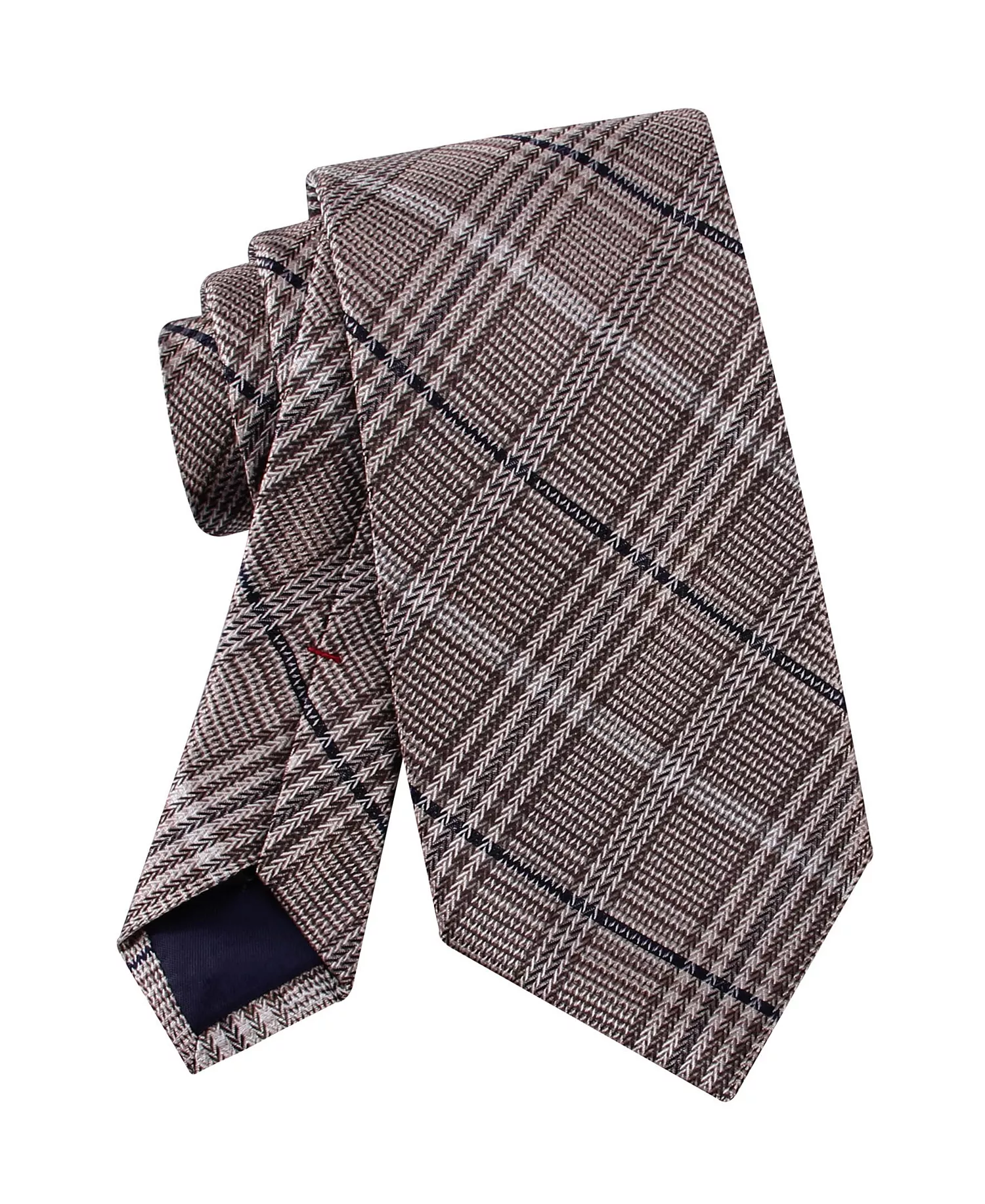 Men's Jeffrey Plaid Tie - Brown - ONE SIZE
