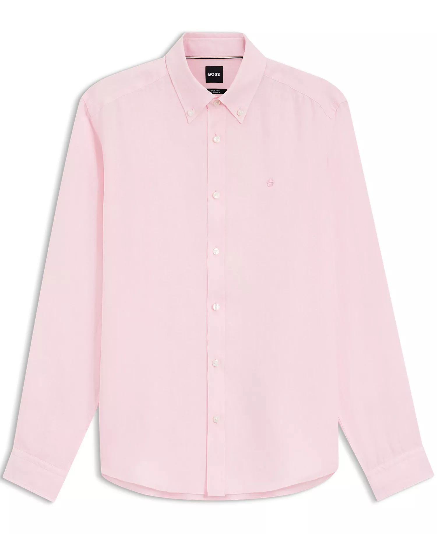 Men's Regular-Fit Button-Down Linen Dress Shirt - Open Pink - 2XL
