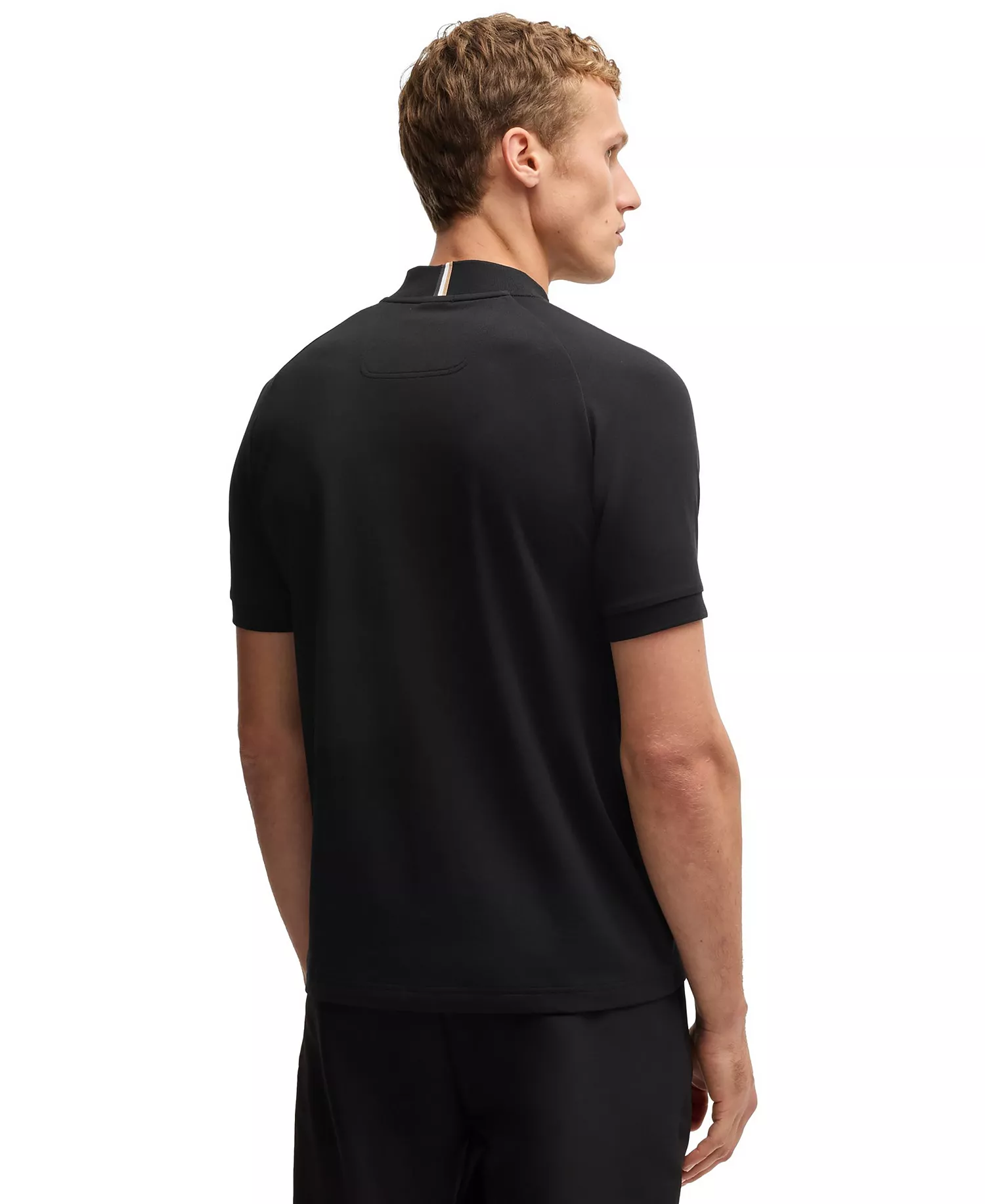 Men's Block Stripe Active Cotton-Blend Polo Shirt - Black - 2XL