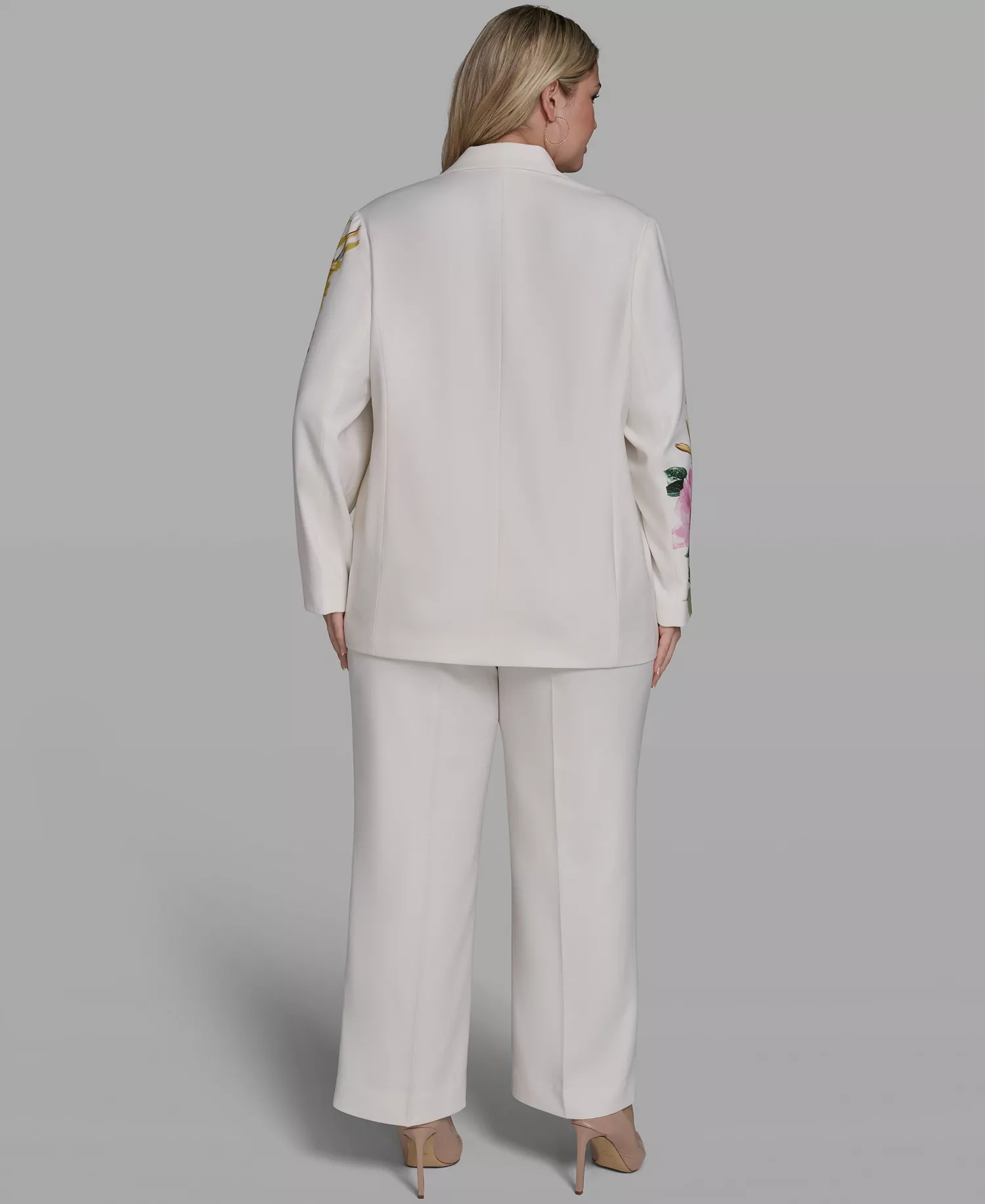 Plus Size Placed Floral Wide-Leg Pants - Soft White - 14W