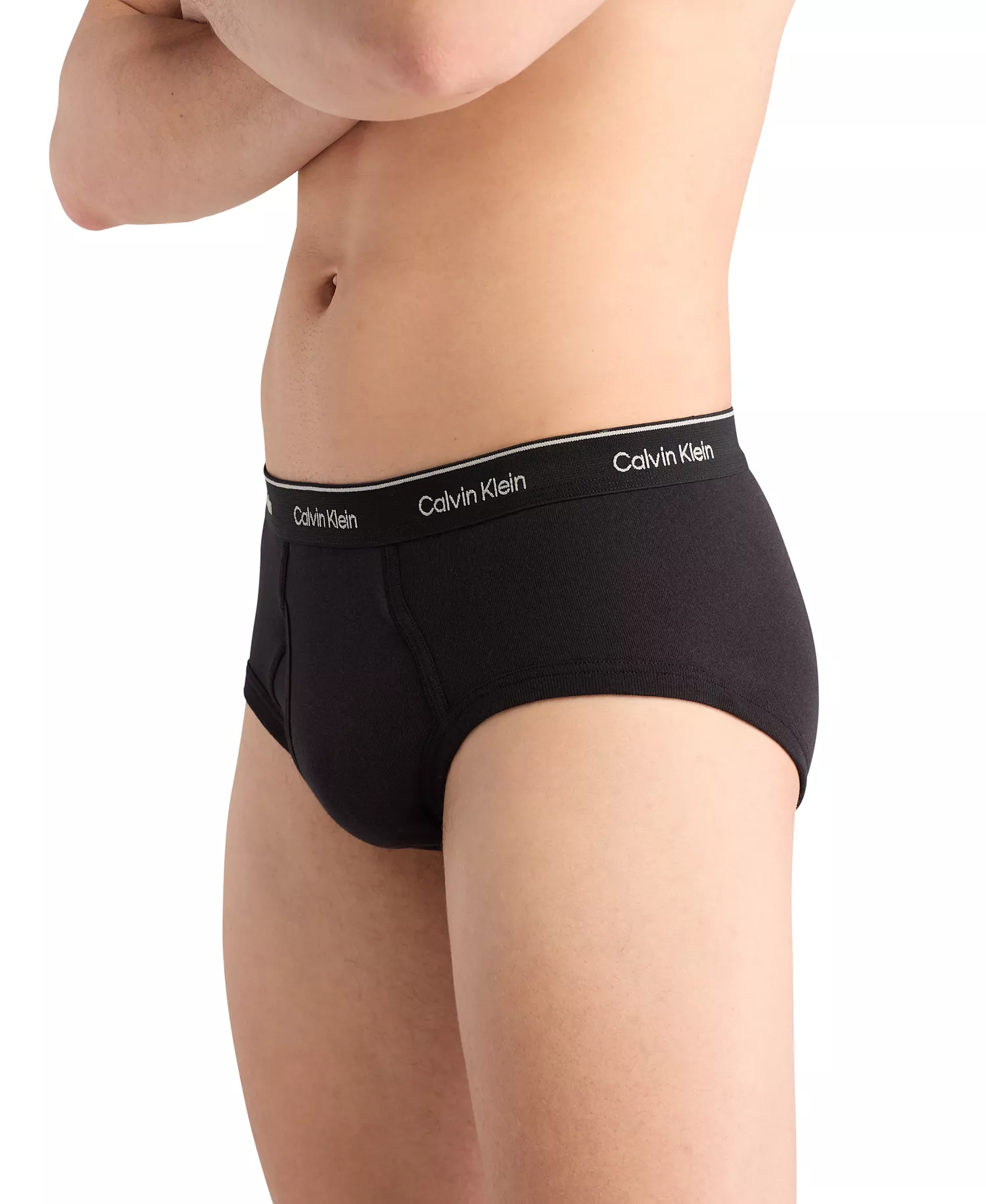 Men's 3-Pack Cotton Classics Briefs - Black with Black Waistband - L