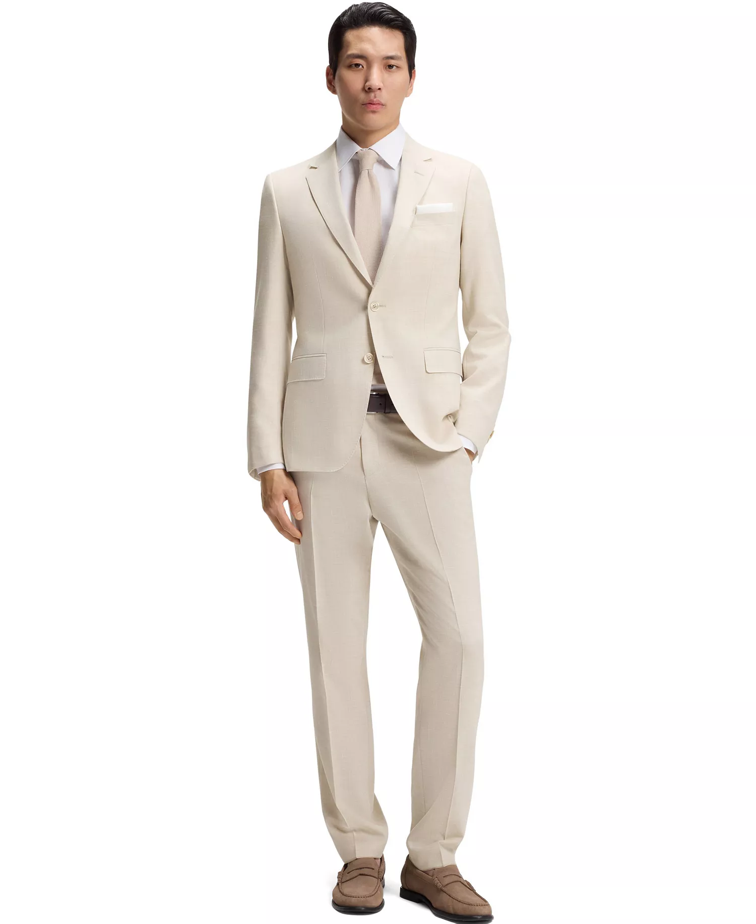 BOSS by Men's Micro-Patterned 2-Piece Slim-Fit Suit - Open Beige - 36R