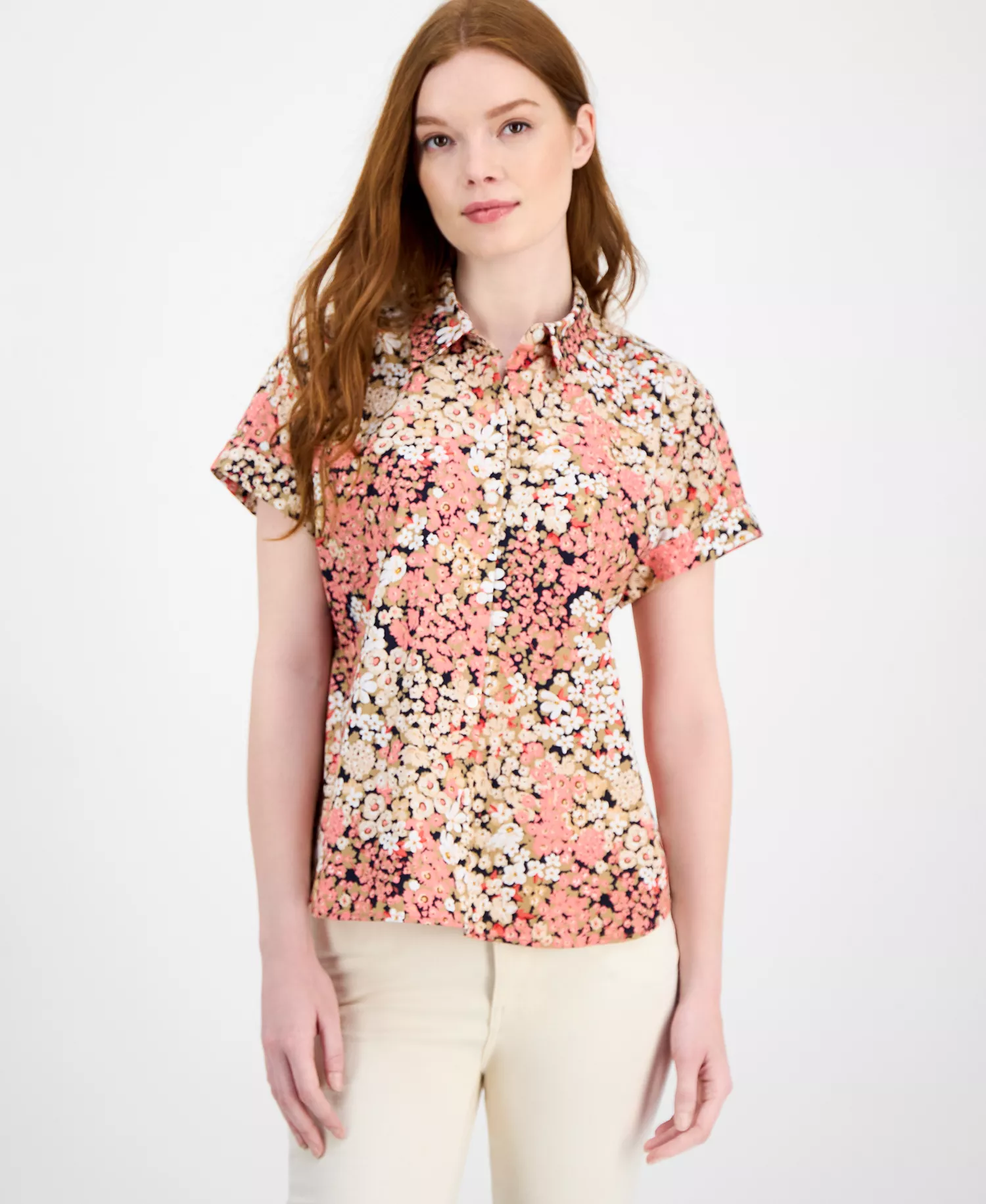 Women's Floral-Print Cotton Modern Camp Shirt - Coralie Multi - L