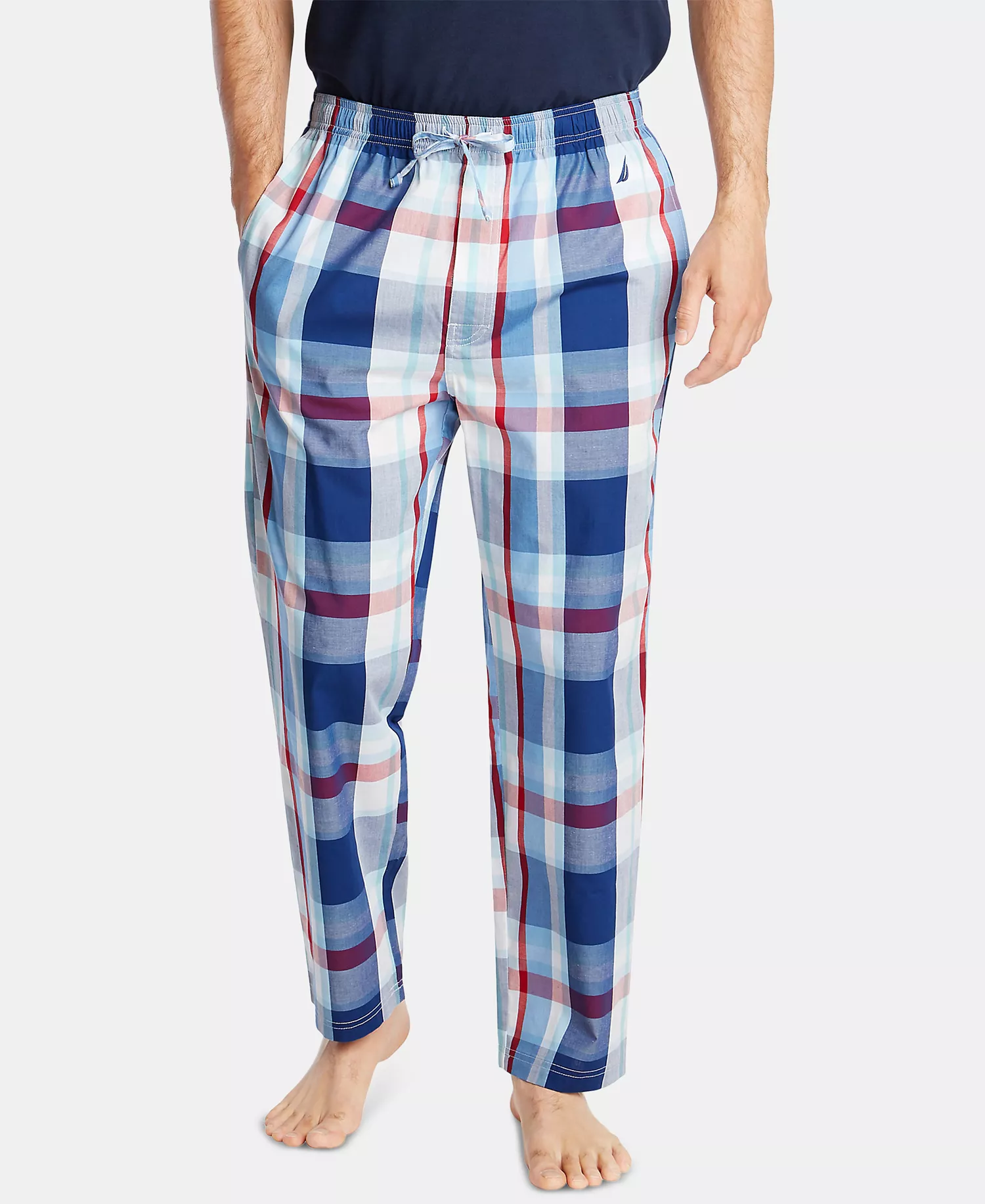 Men's Cotton Plaid Pajama Pants - Blue Depths - S