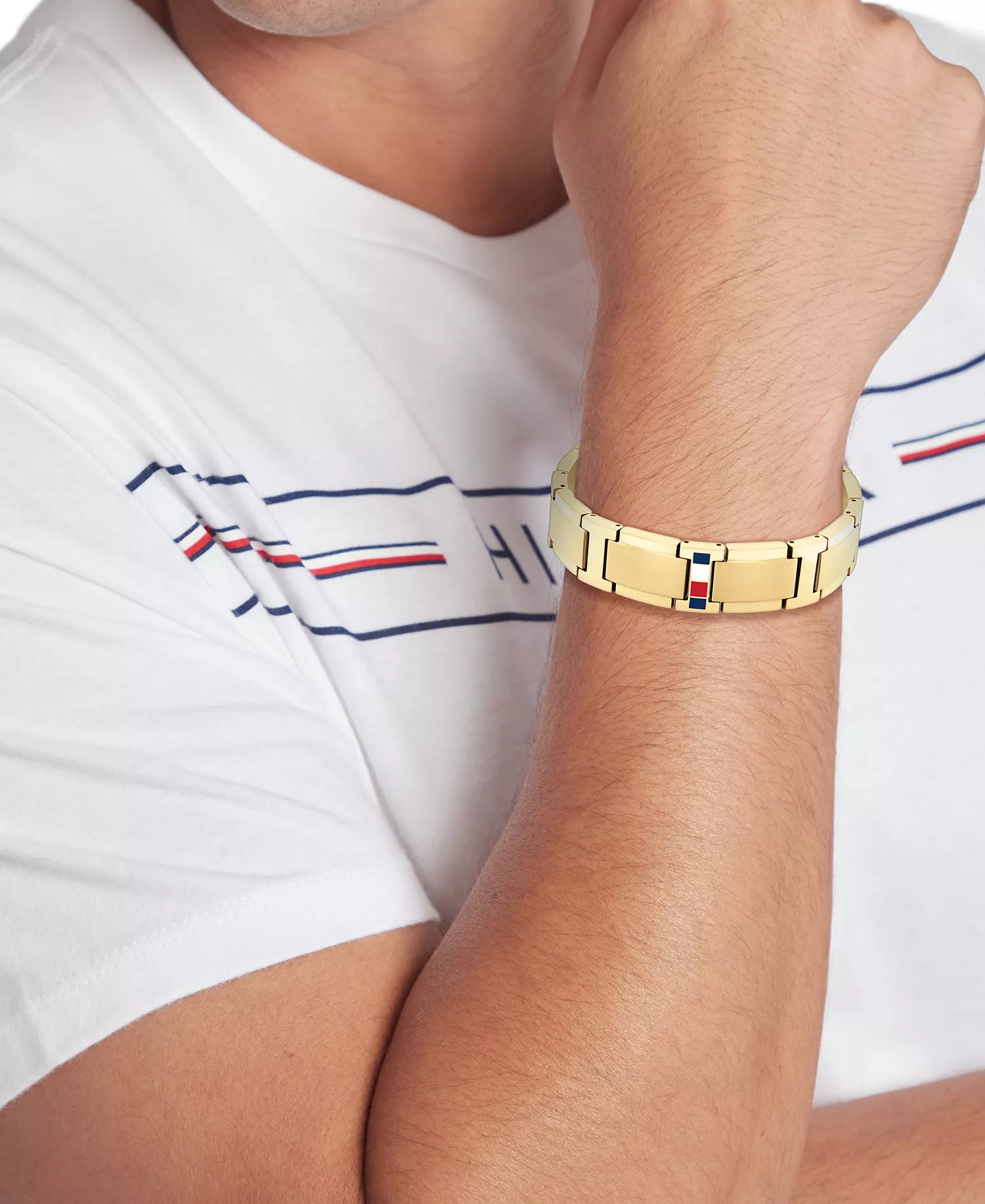 Men's Gold-Plated Stainless Steel Adjustable Bracelet - Gold Plated Stainless Steel - ONE SIZE