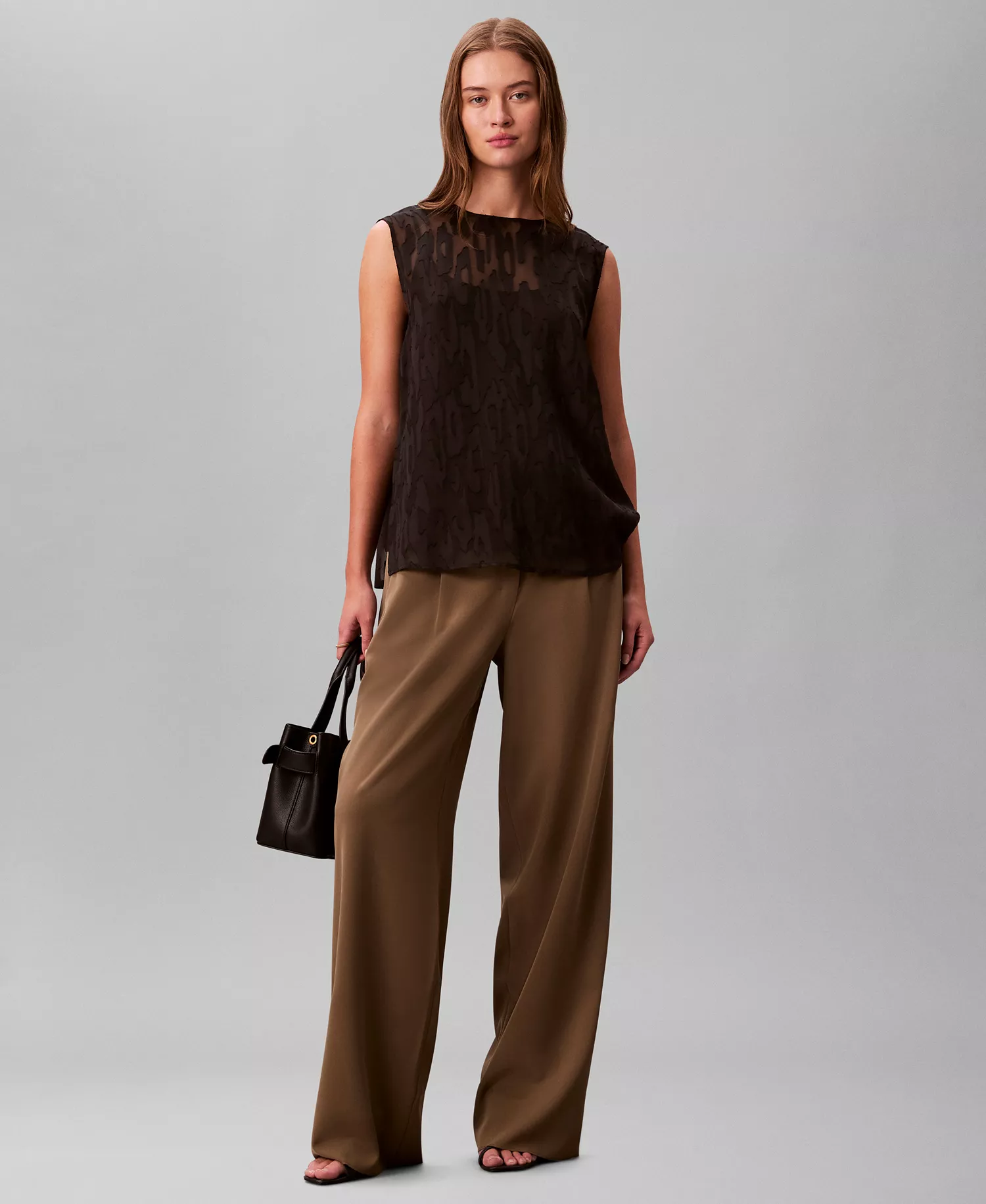 Women's Sleeveless Burnout Blouse - Black - L