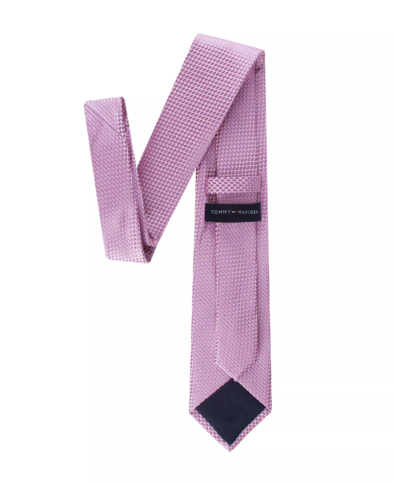 Men's Hans Micro Geometric Motif Pattern Tie - Pink - ONE SIZE