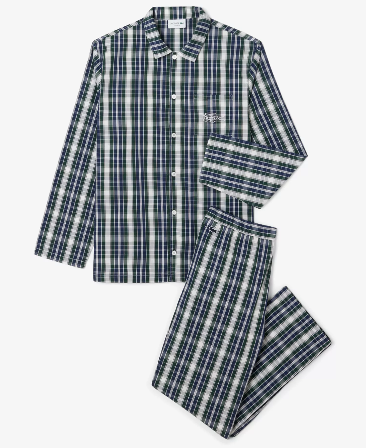 Men's Woven Pajama Set - Sinople/Navy Blue/Flour - S