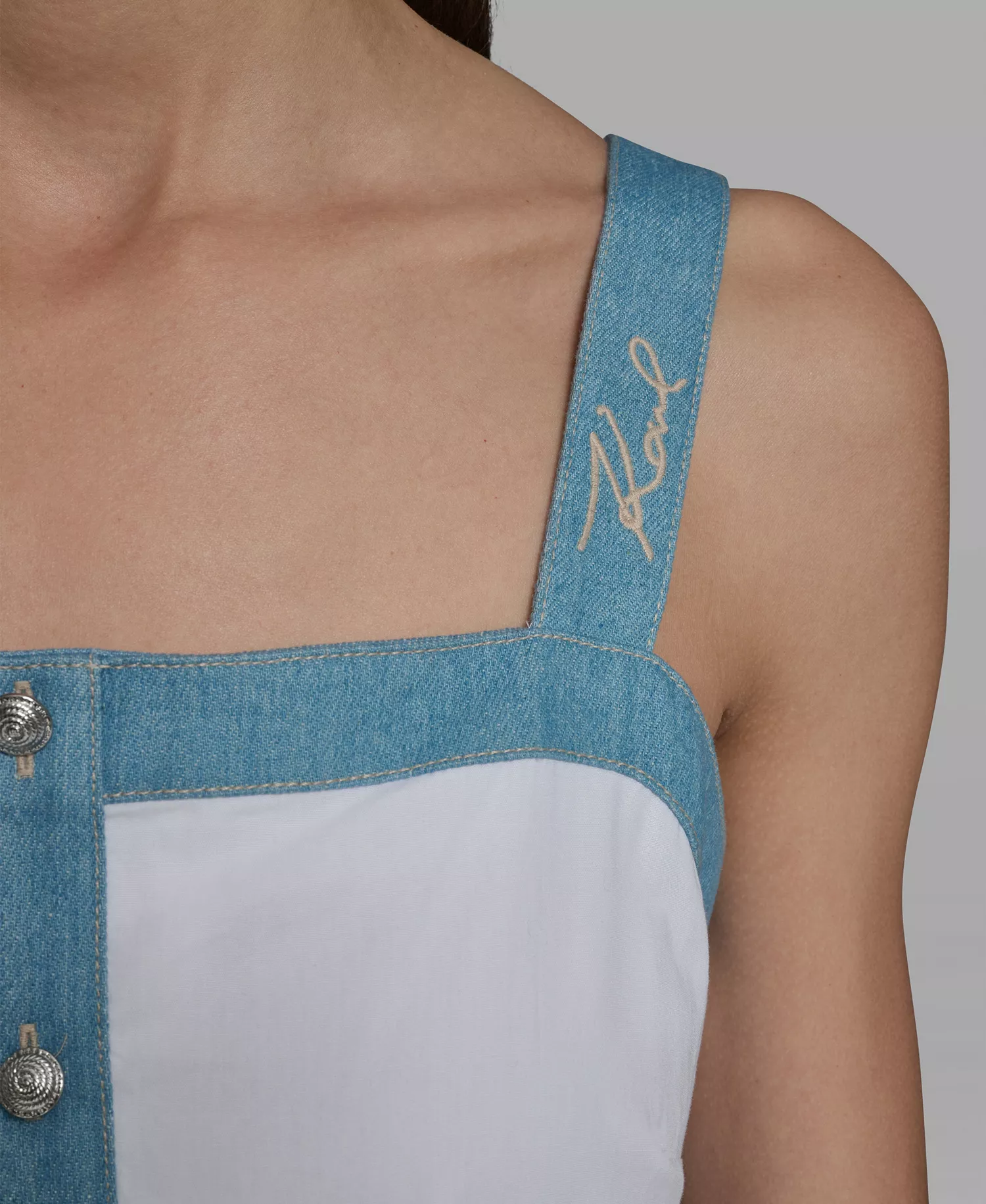 Women's Sleeveless Square Neck Dress - White - 0