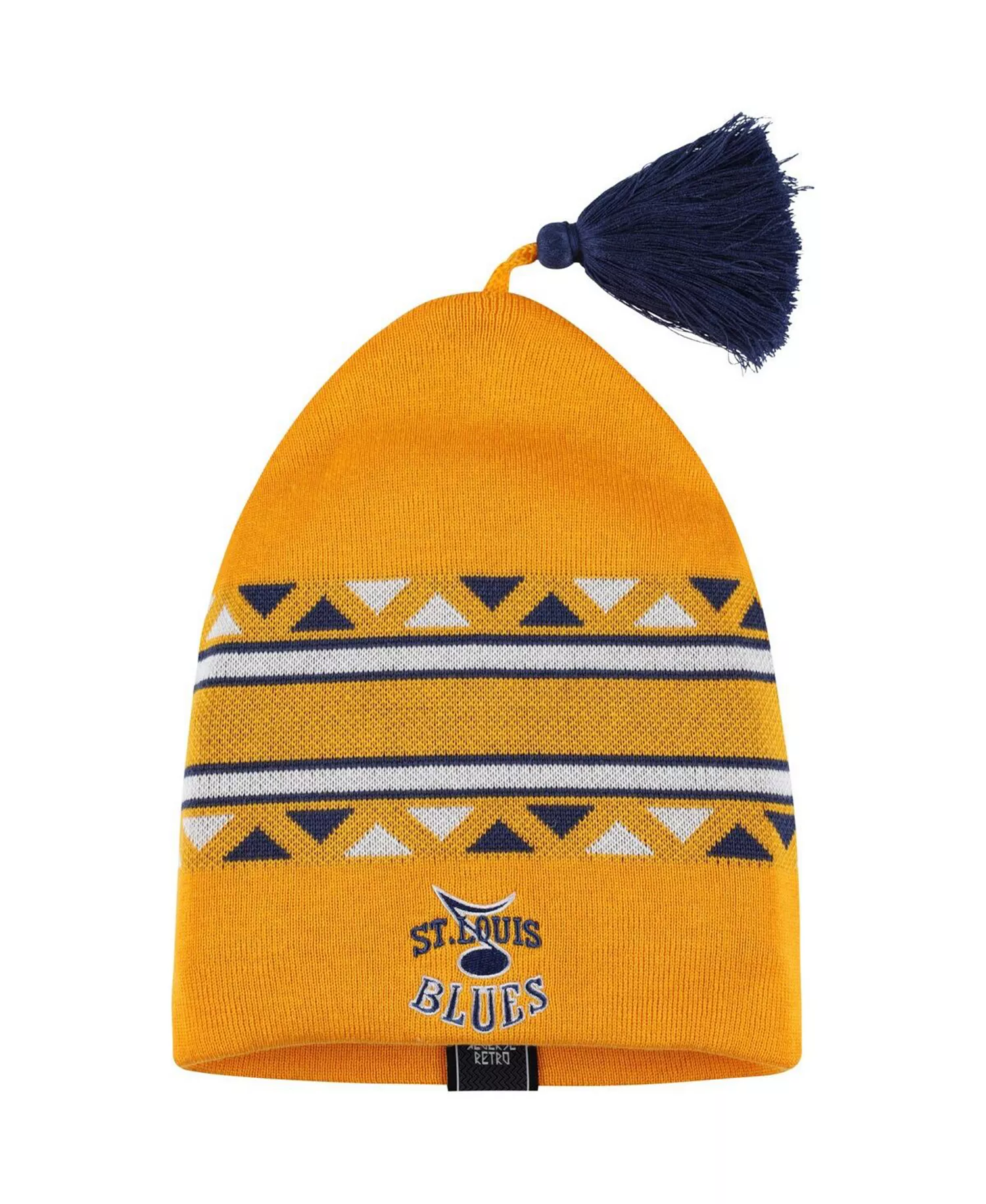 Men's Gold St. Louis Blues Reverse Retro Knit Beanie with Tassel - Gold - One Size Fits All