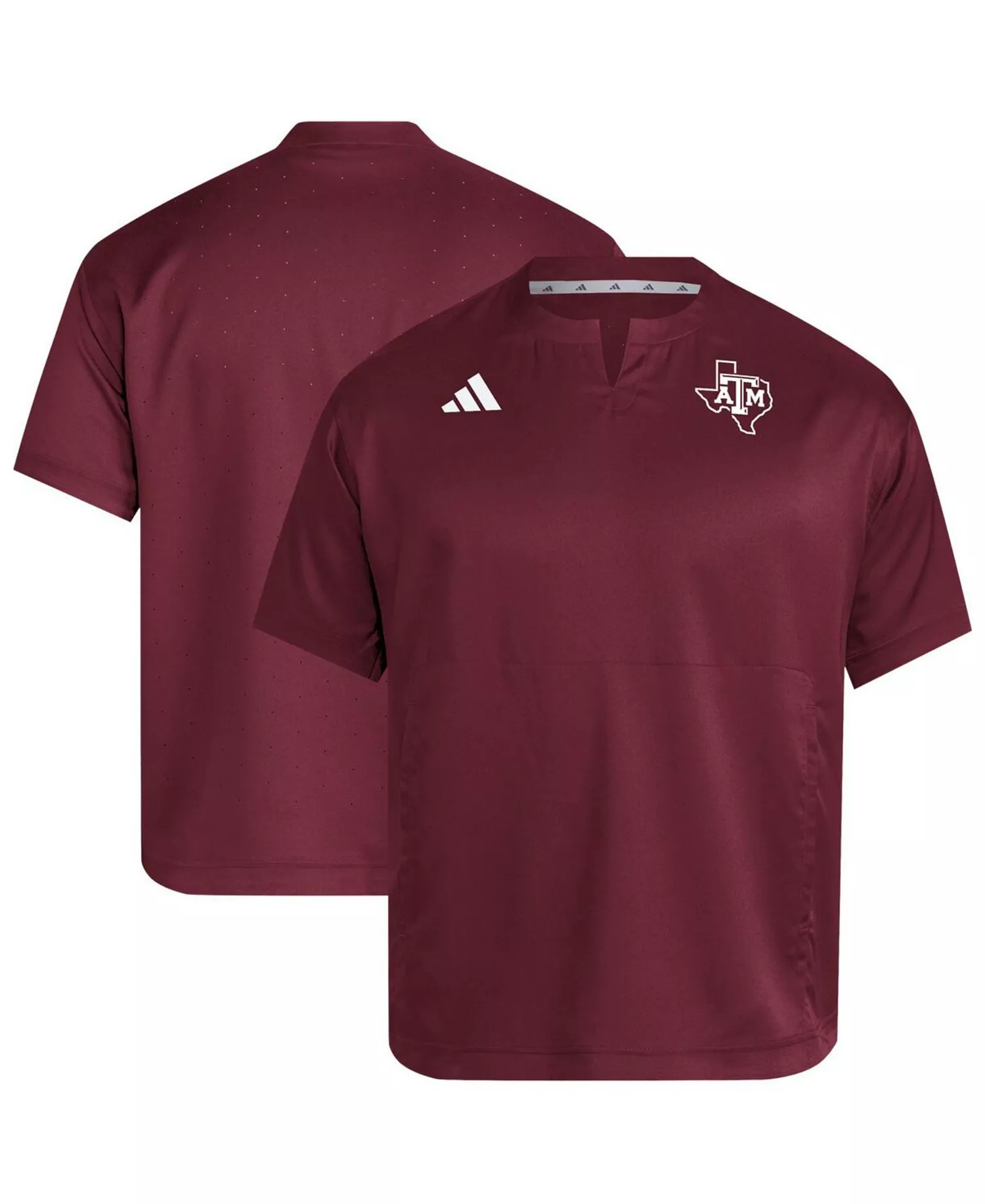 Men's Maroon Texas A&M Aggies Dugout Coaches Adizero Notch Neck Pullover T-Shirt - Maroon - 2XL