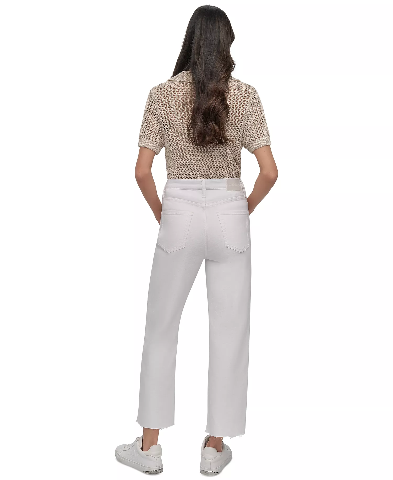 Women's High-Rise Classic Straight-Leg Raw-Hem Jeans - Wht - White - 24