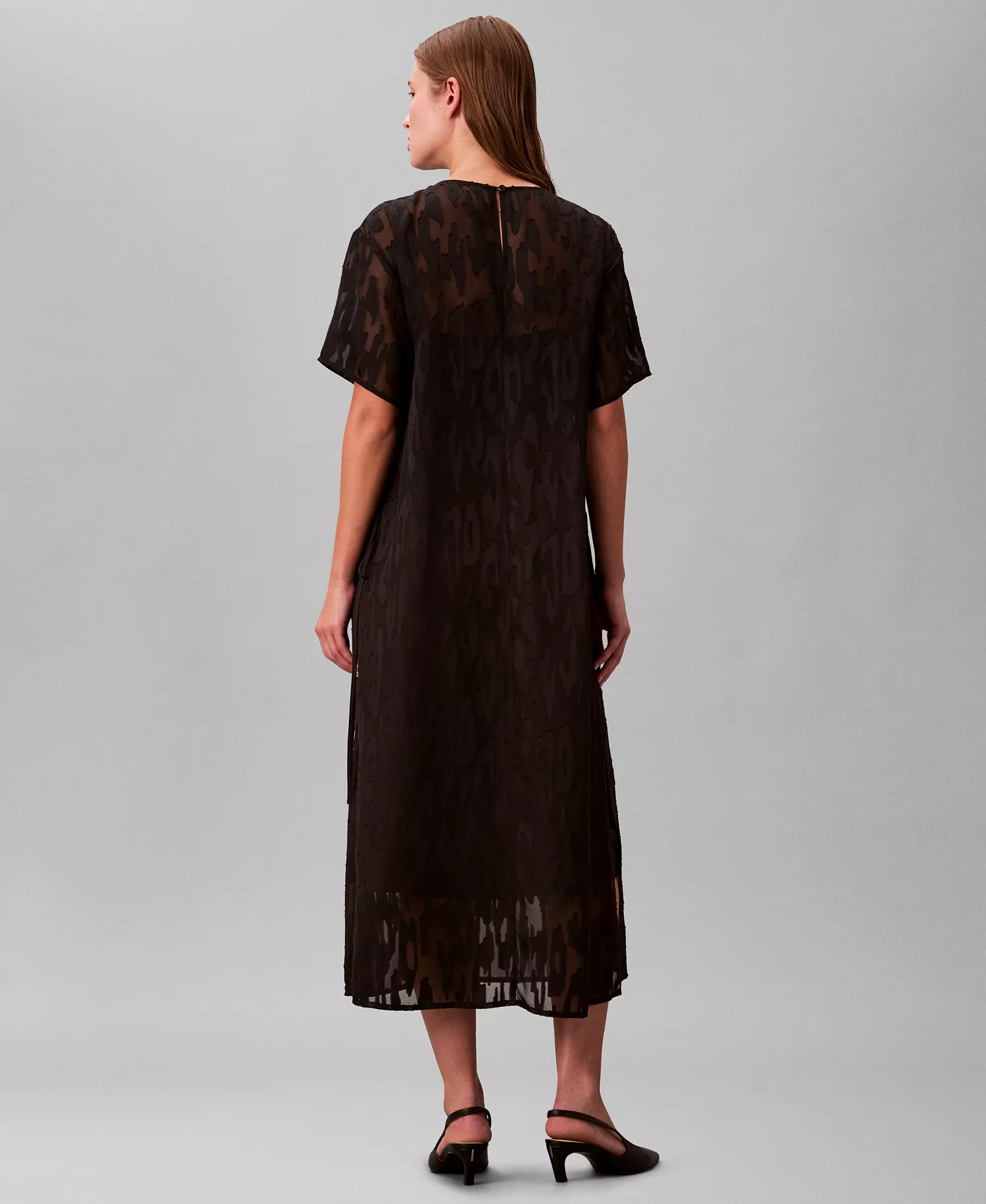 Women's Short Sleeve Midi Dress - Black - 10