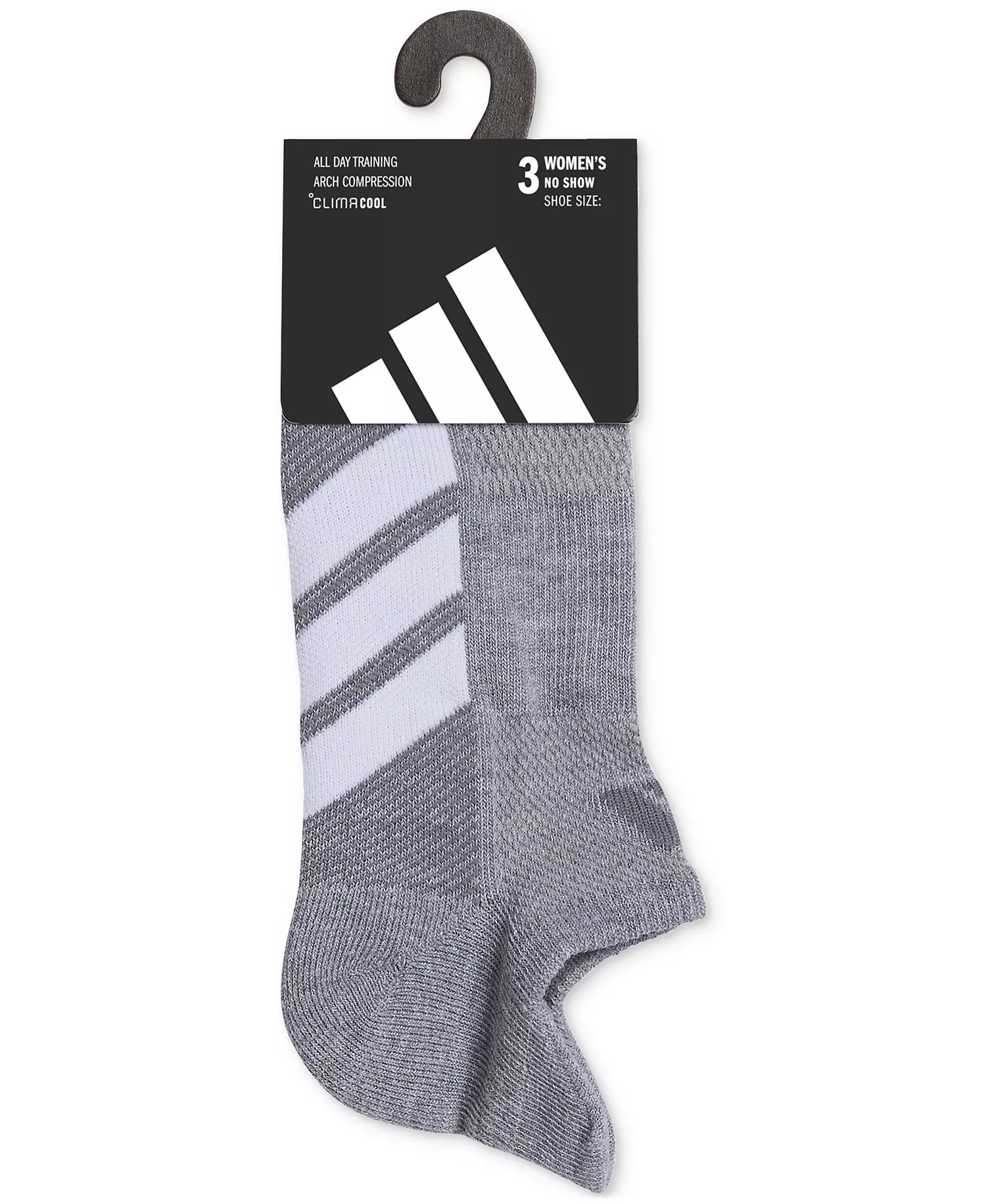 Women's 3-Pk. All Day Training No Show Socks - Grey/white/black - 5-10