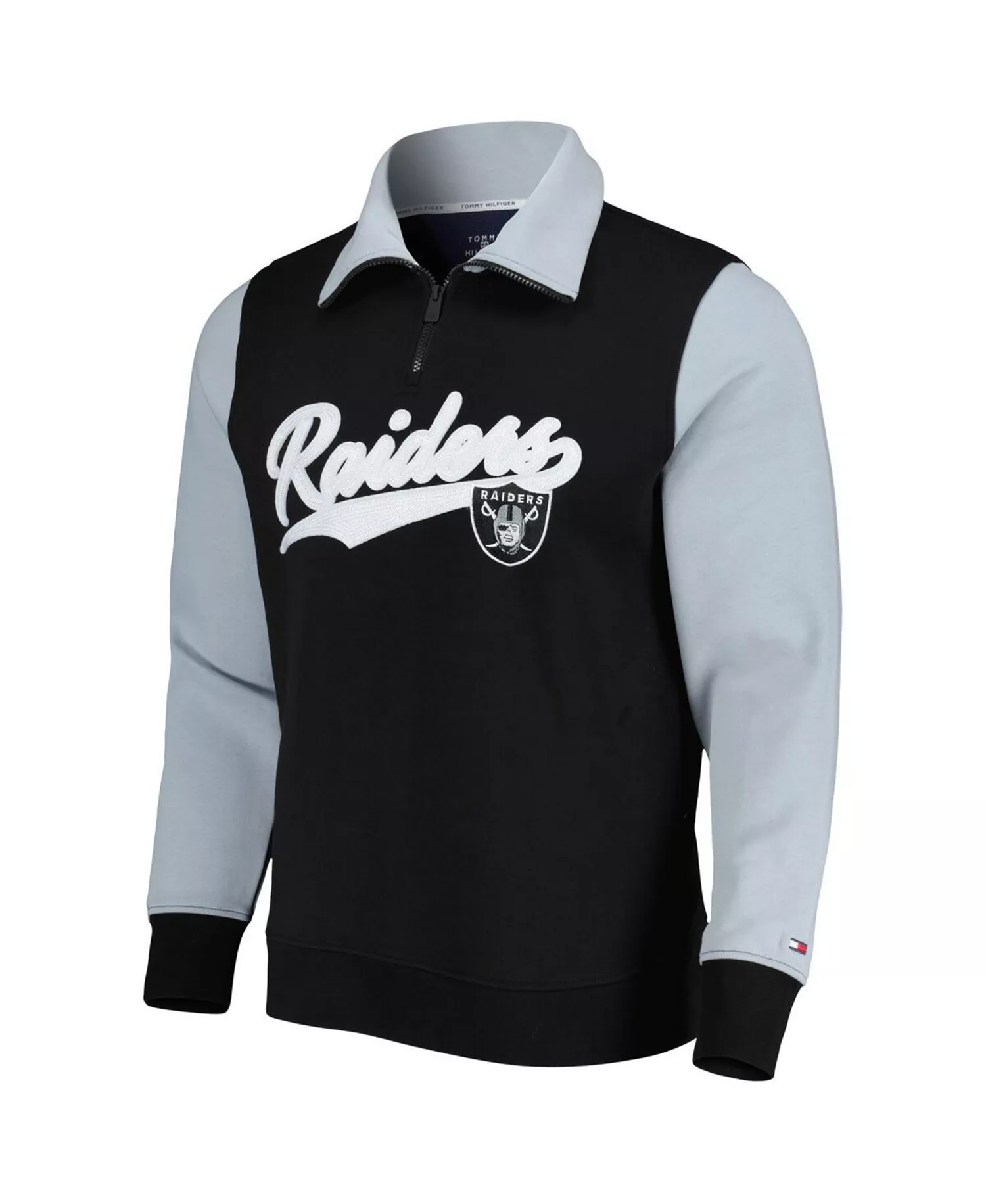 Men's Black, Silver Las Vegas Raiders Aiden Quarter-Zip Top - Black, Silver - 2XL