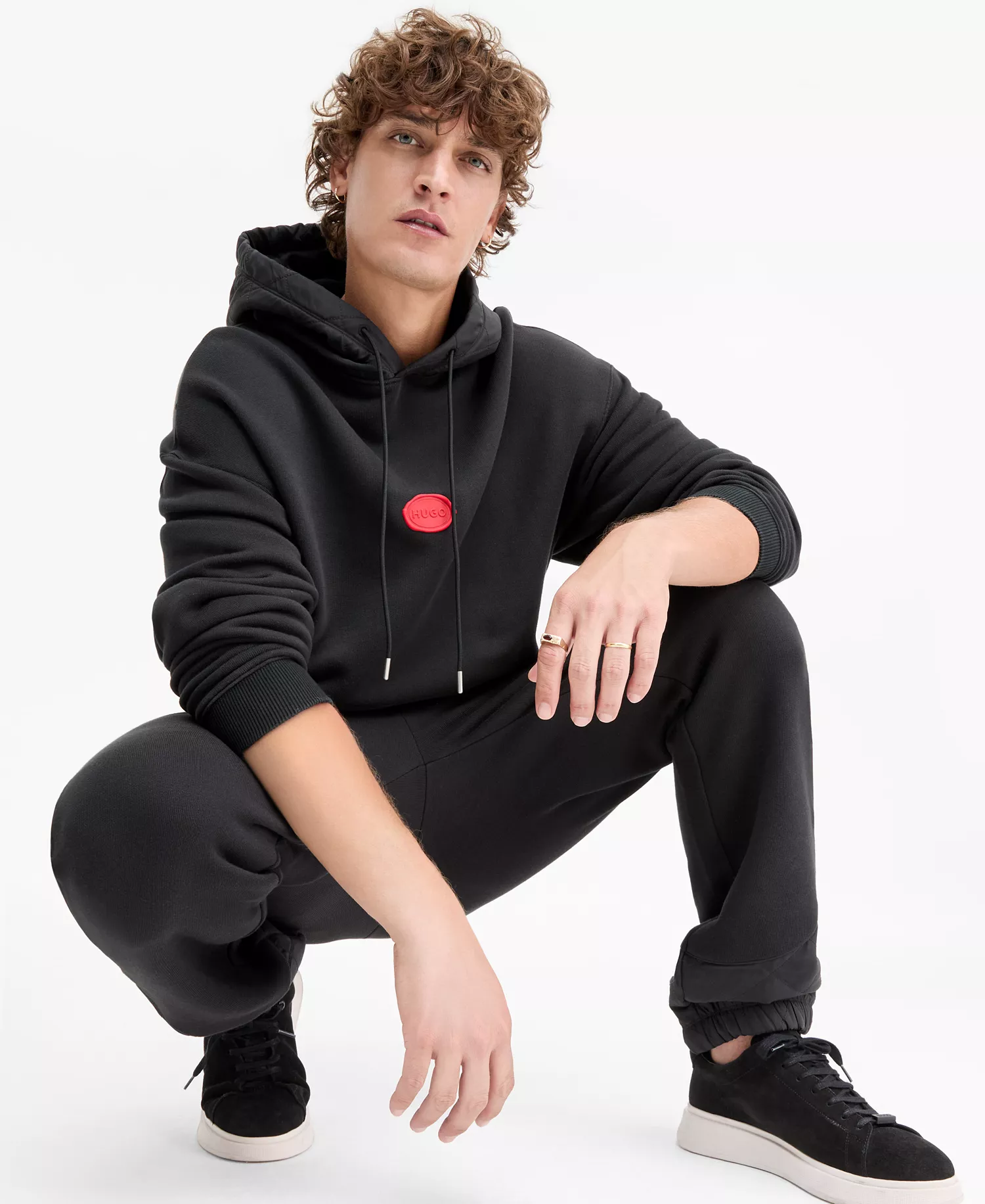 Dilvano Oversized Wax Logo Pullover Hoodie - Black - L